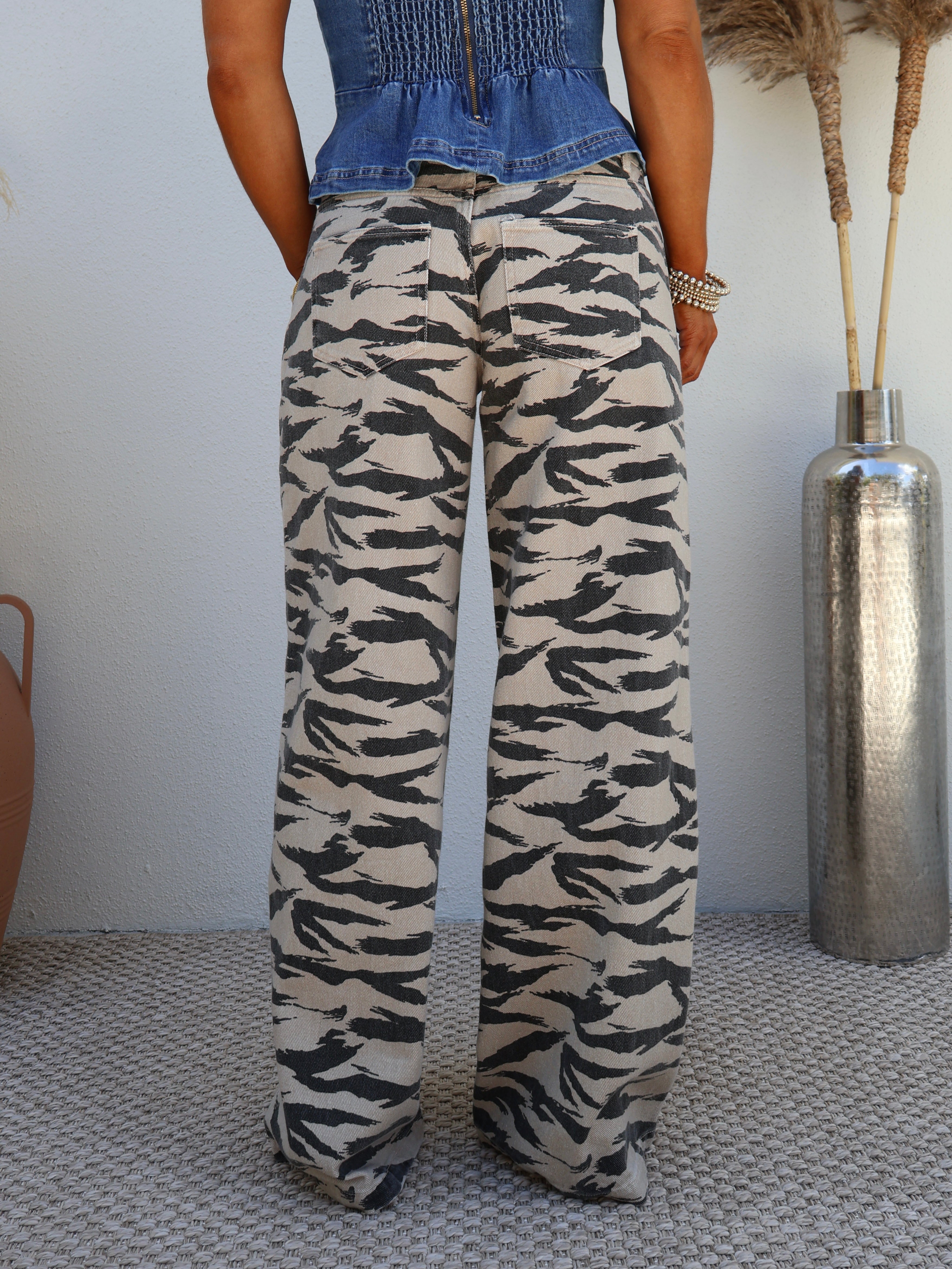 Wild Gal Denim Pants Zebra