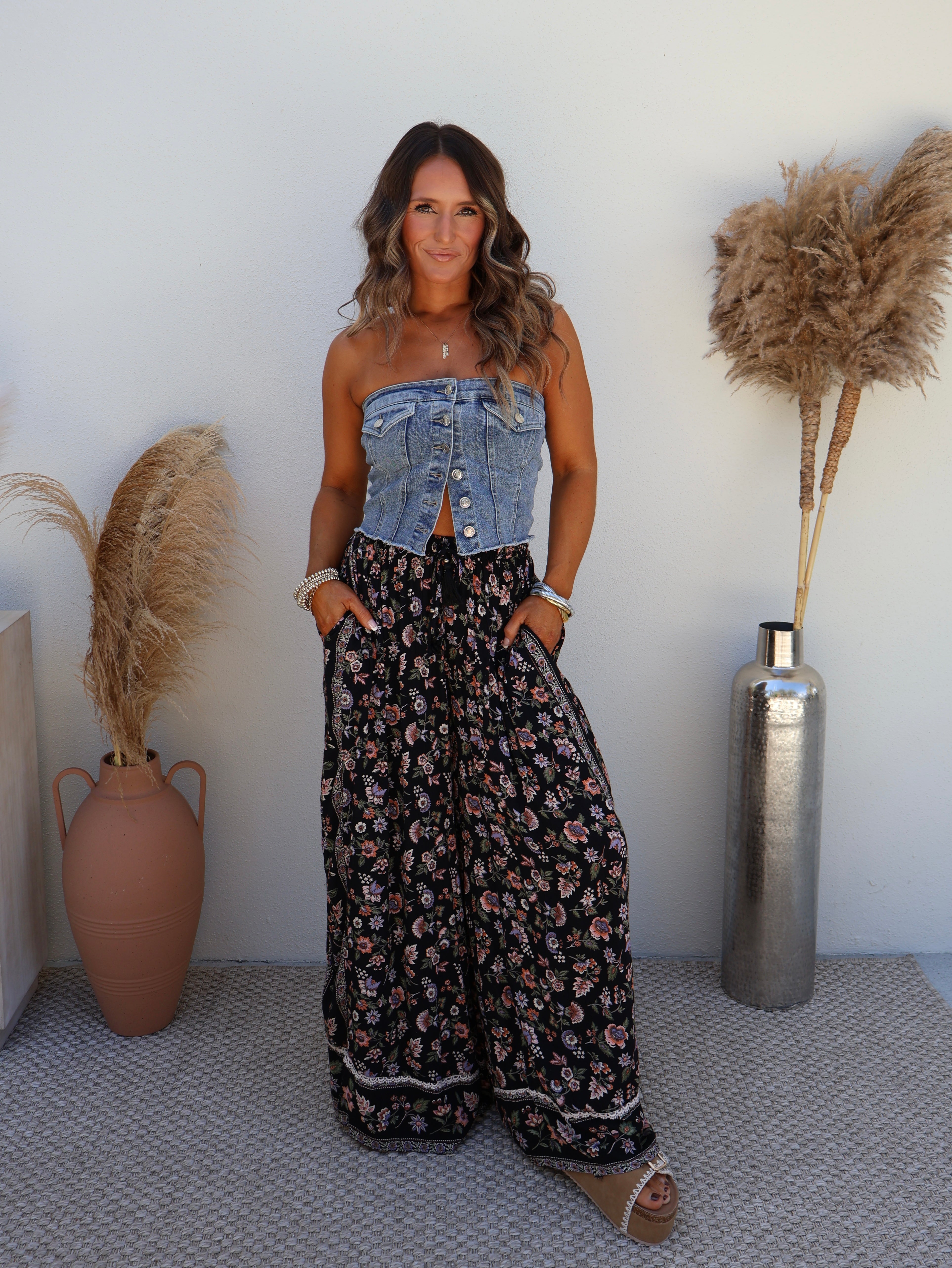 Throughout Time Boho Pants Black