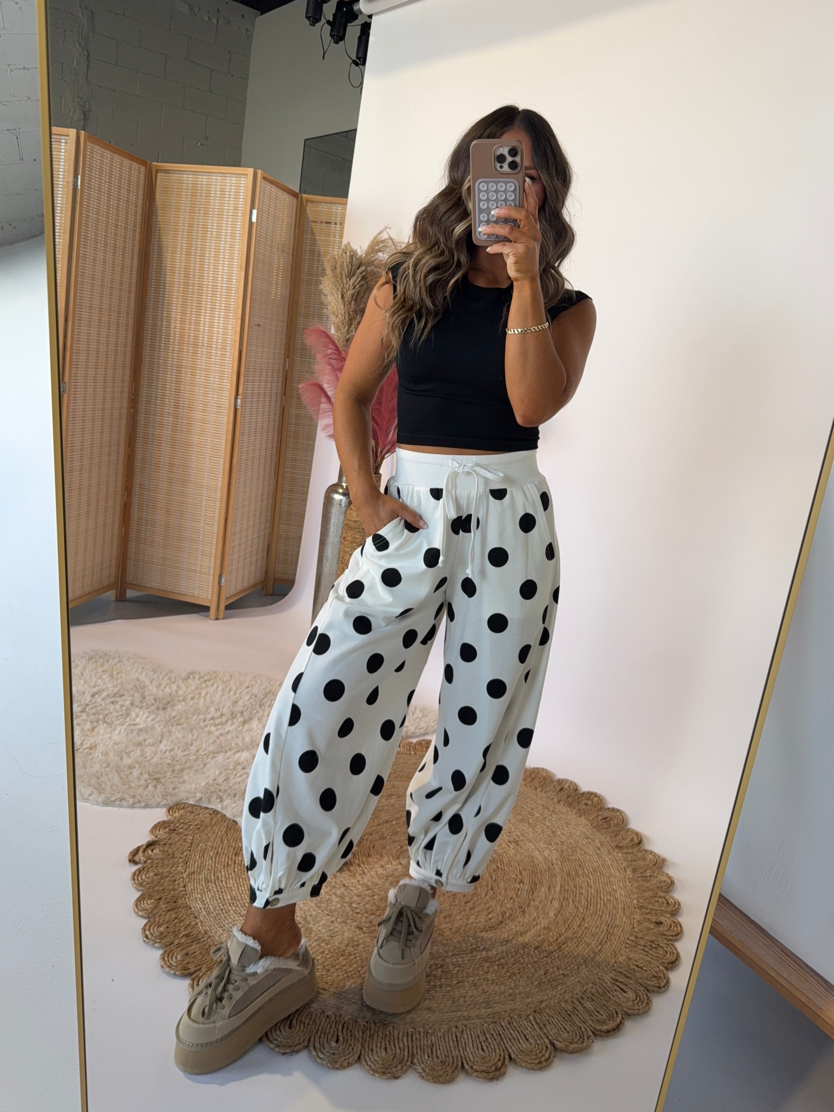 Little Lady Polka Dot Lounge Pants White