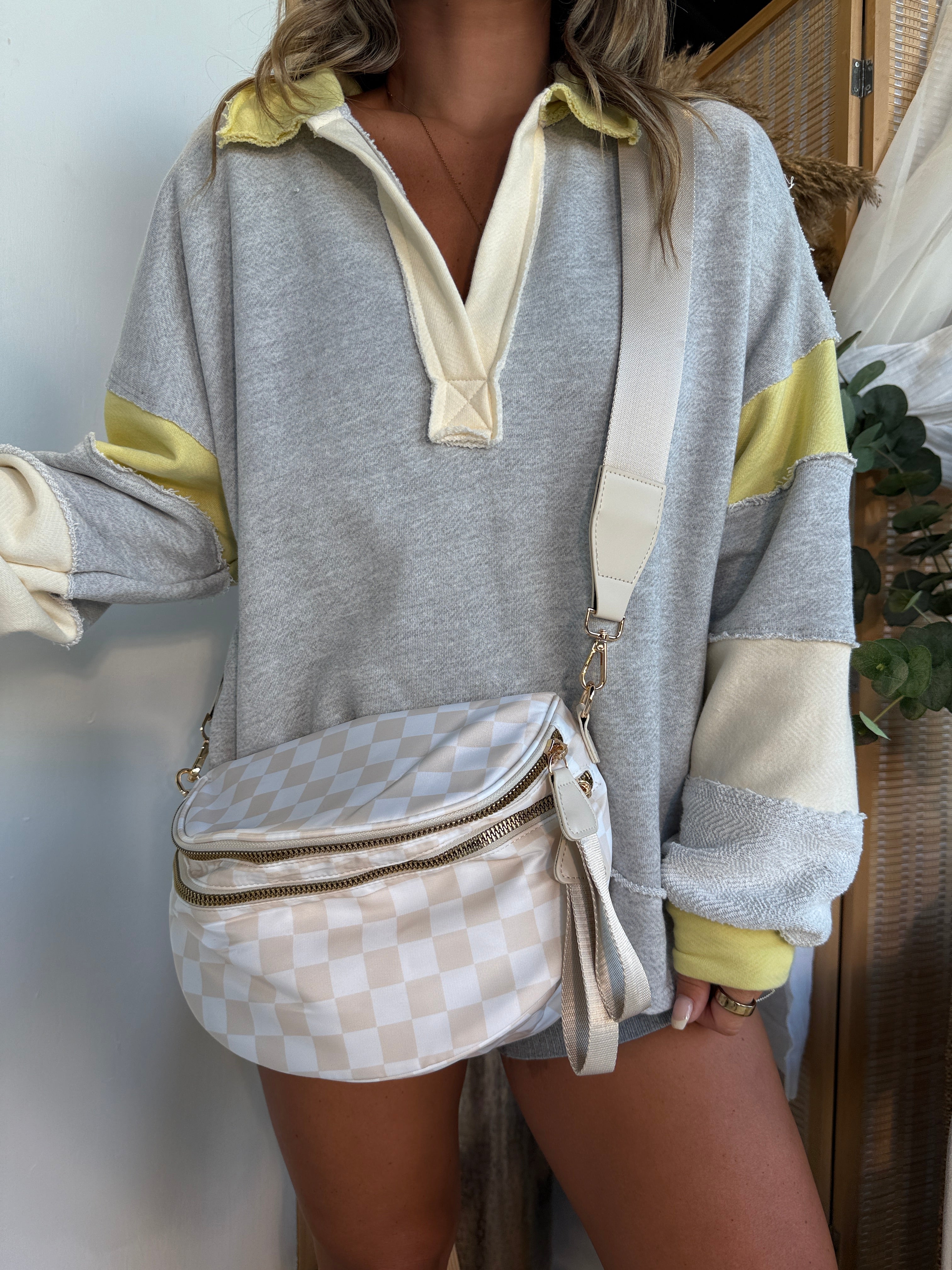 Frankie Belt Bag White/Almond Checkered