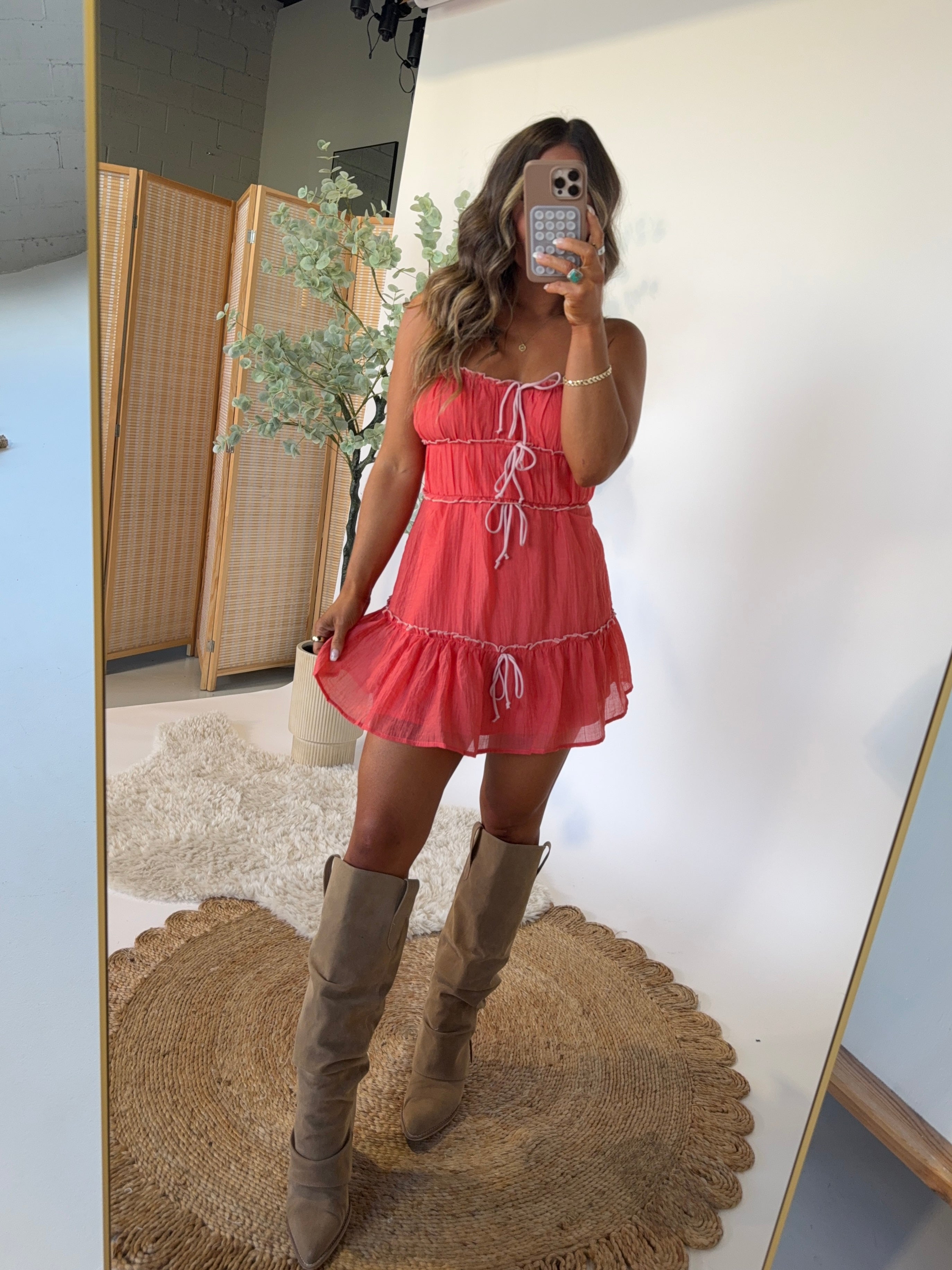 Orange County Ruffle Mini Dress Red