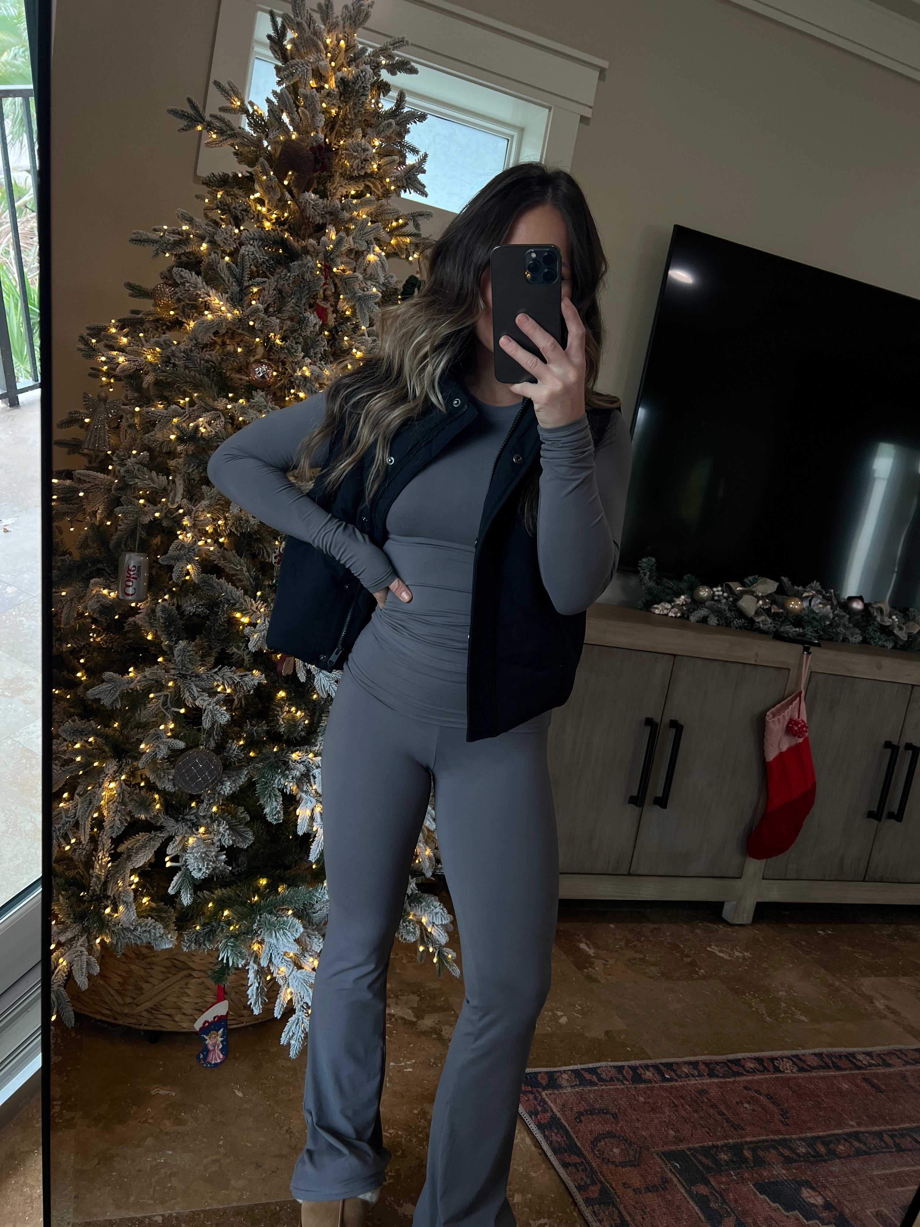 Early 2000's Fitted Long Sleeve Top Charcoal