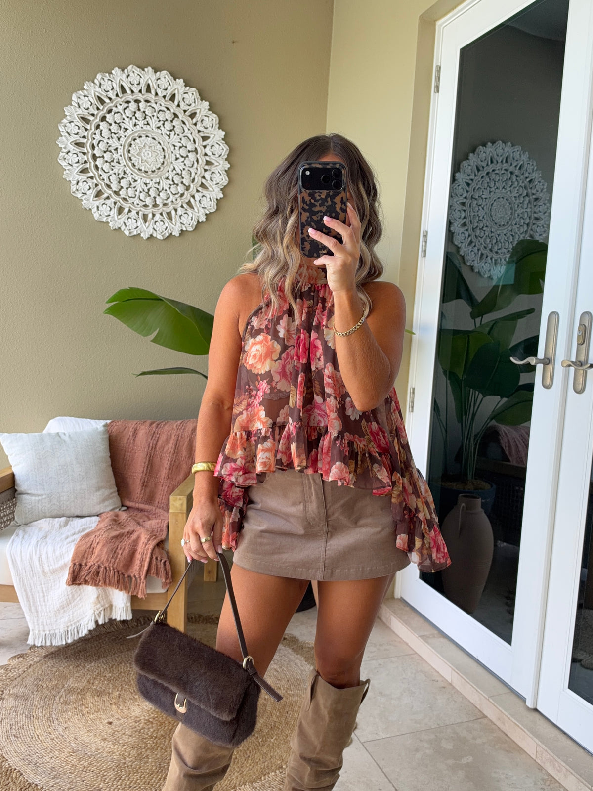 Vivienne Floral Halter Top Pink Multi