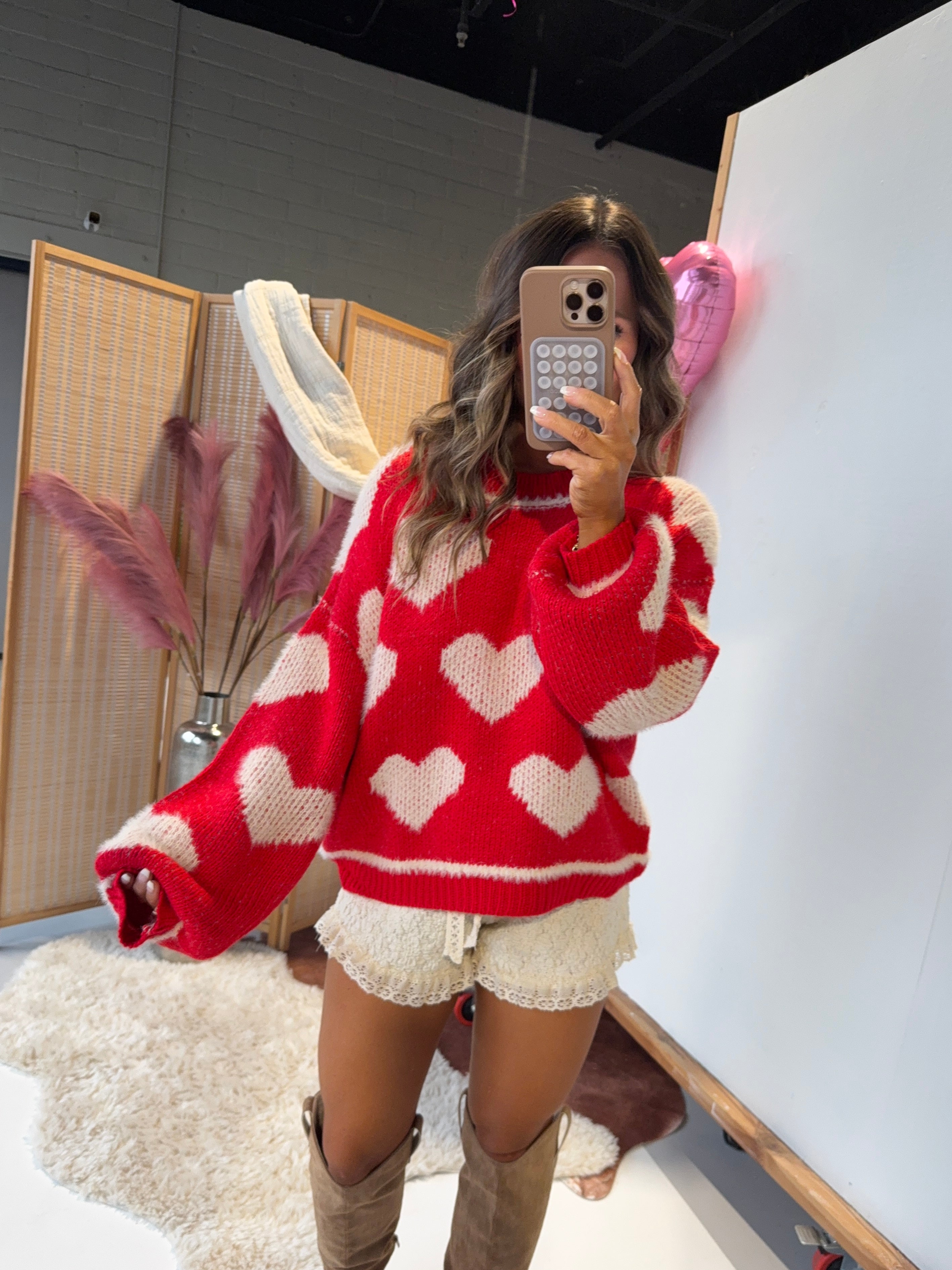 Cupid's Bow Knit Sweater Red