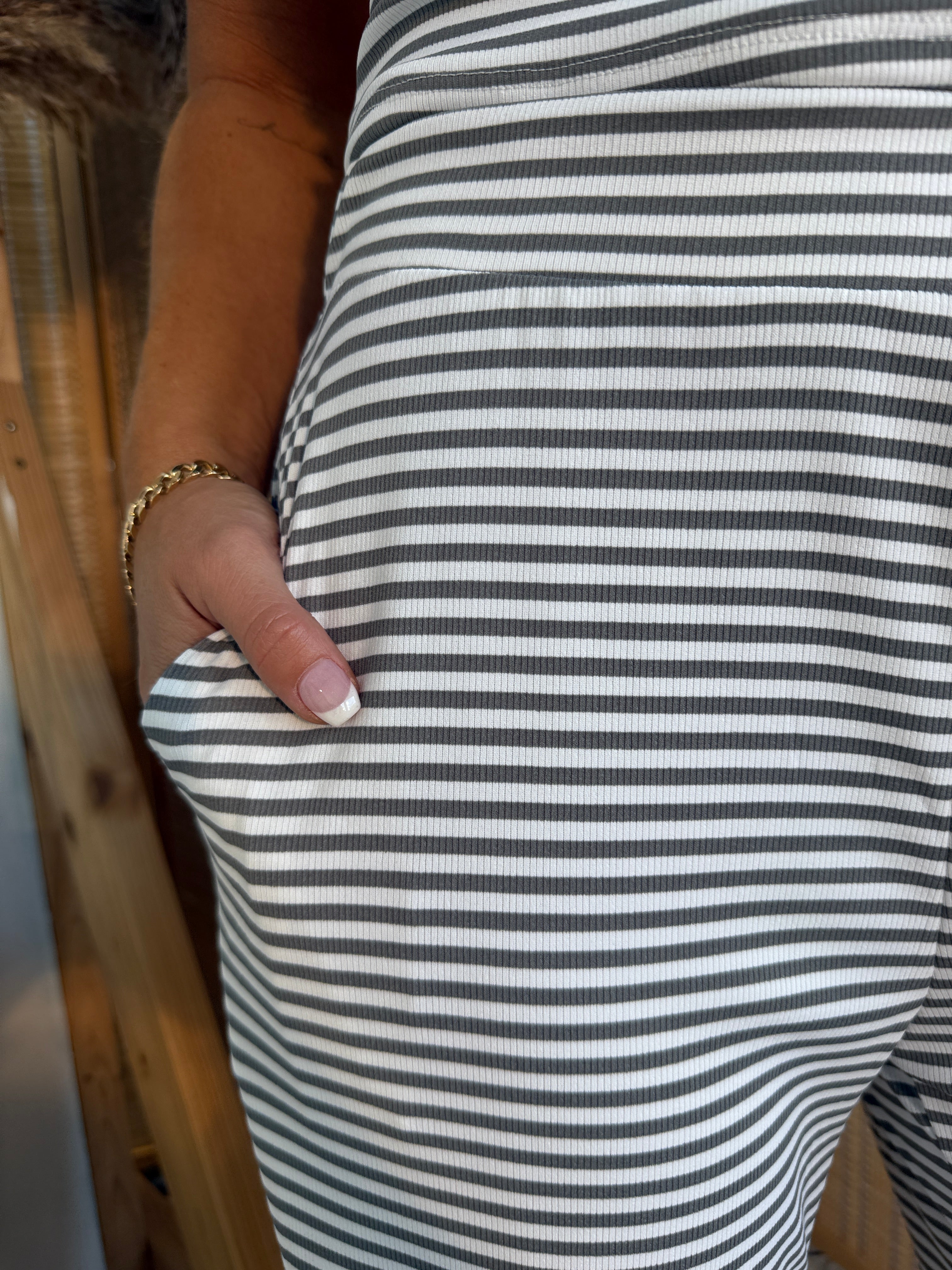 Rest Day Striped Lounge Set Heather Grey