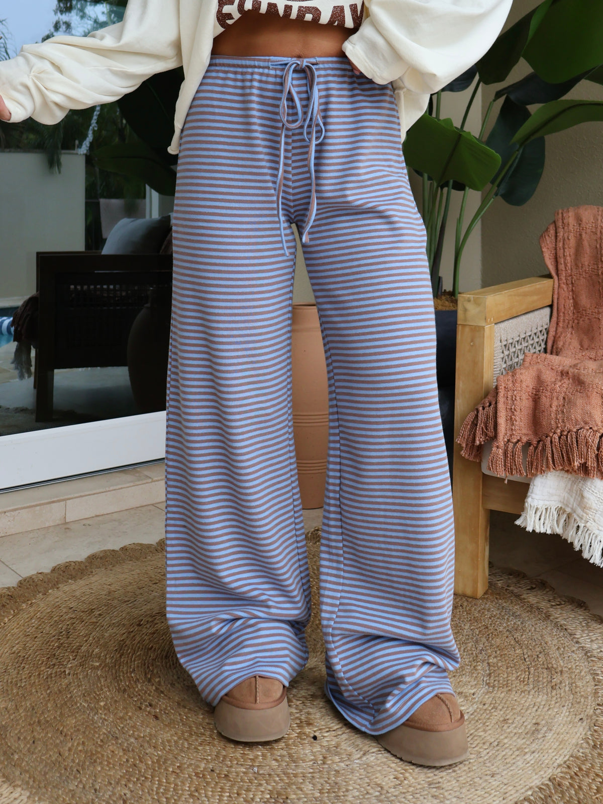 Off-Campus Striped Lounge Pants Blue/Brown