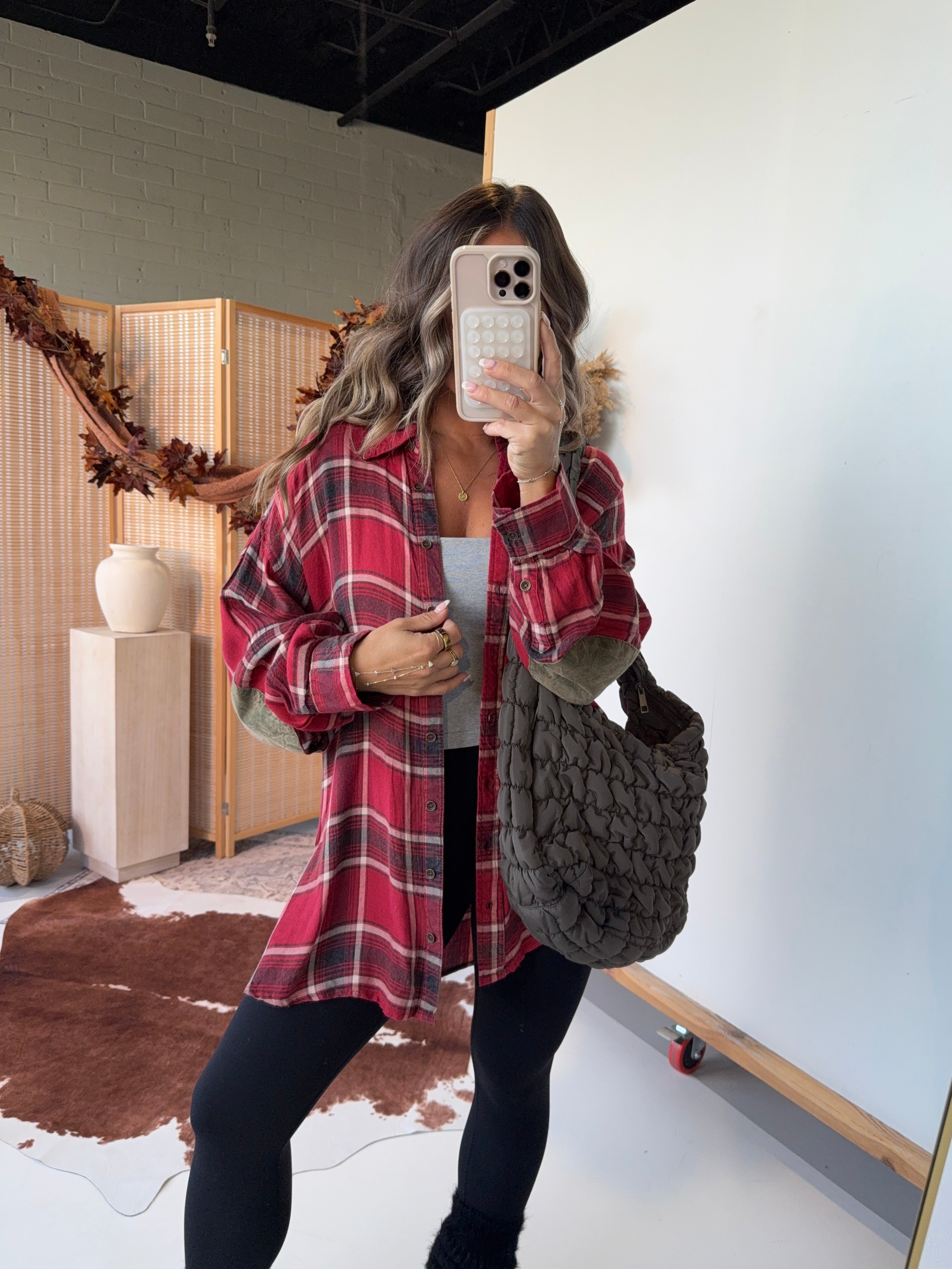 Pumpkin Picking Button Down Red Multi