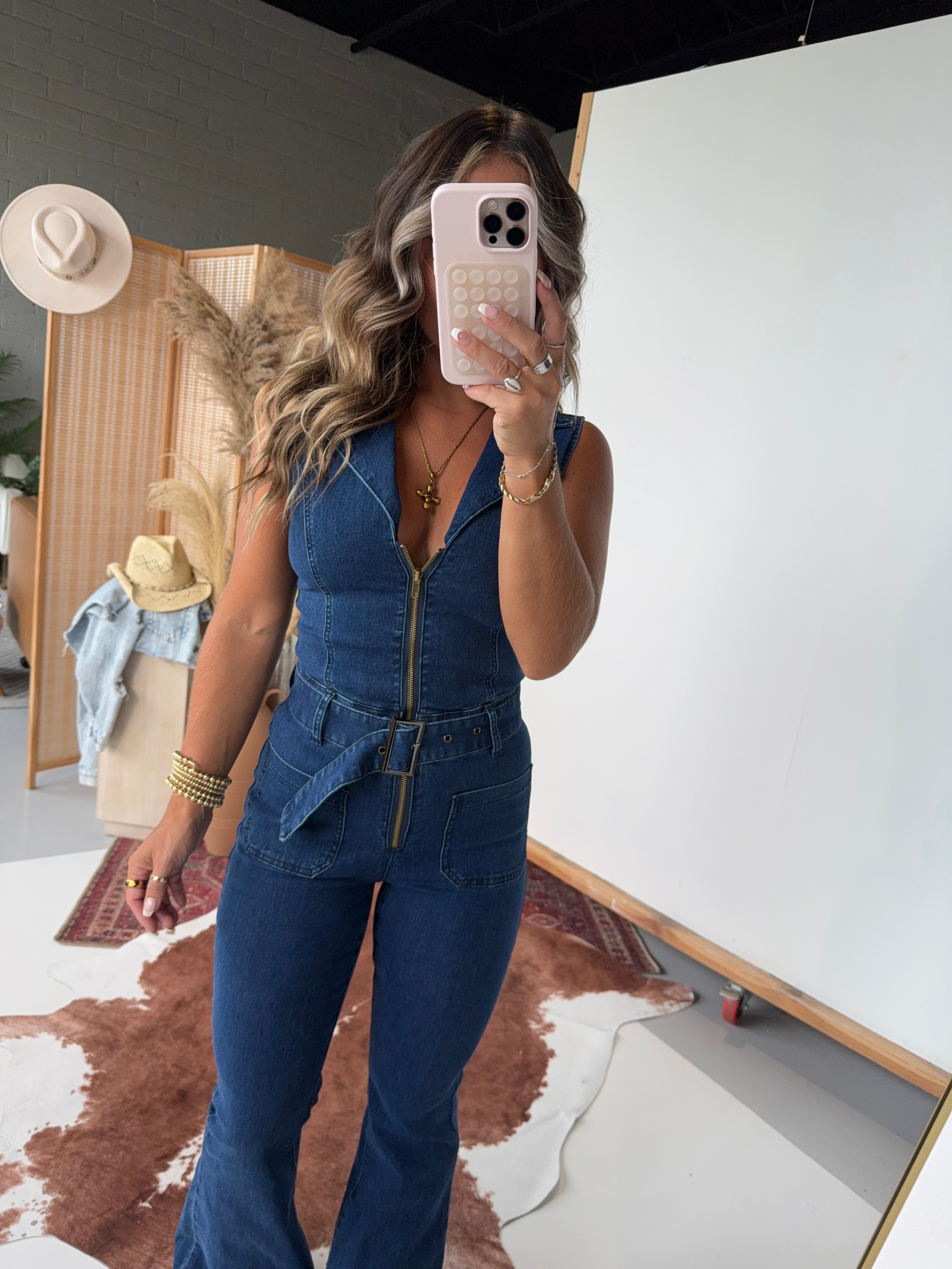 Desert Rose Denim Jumpsuit