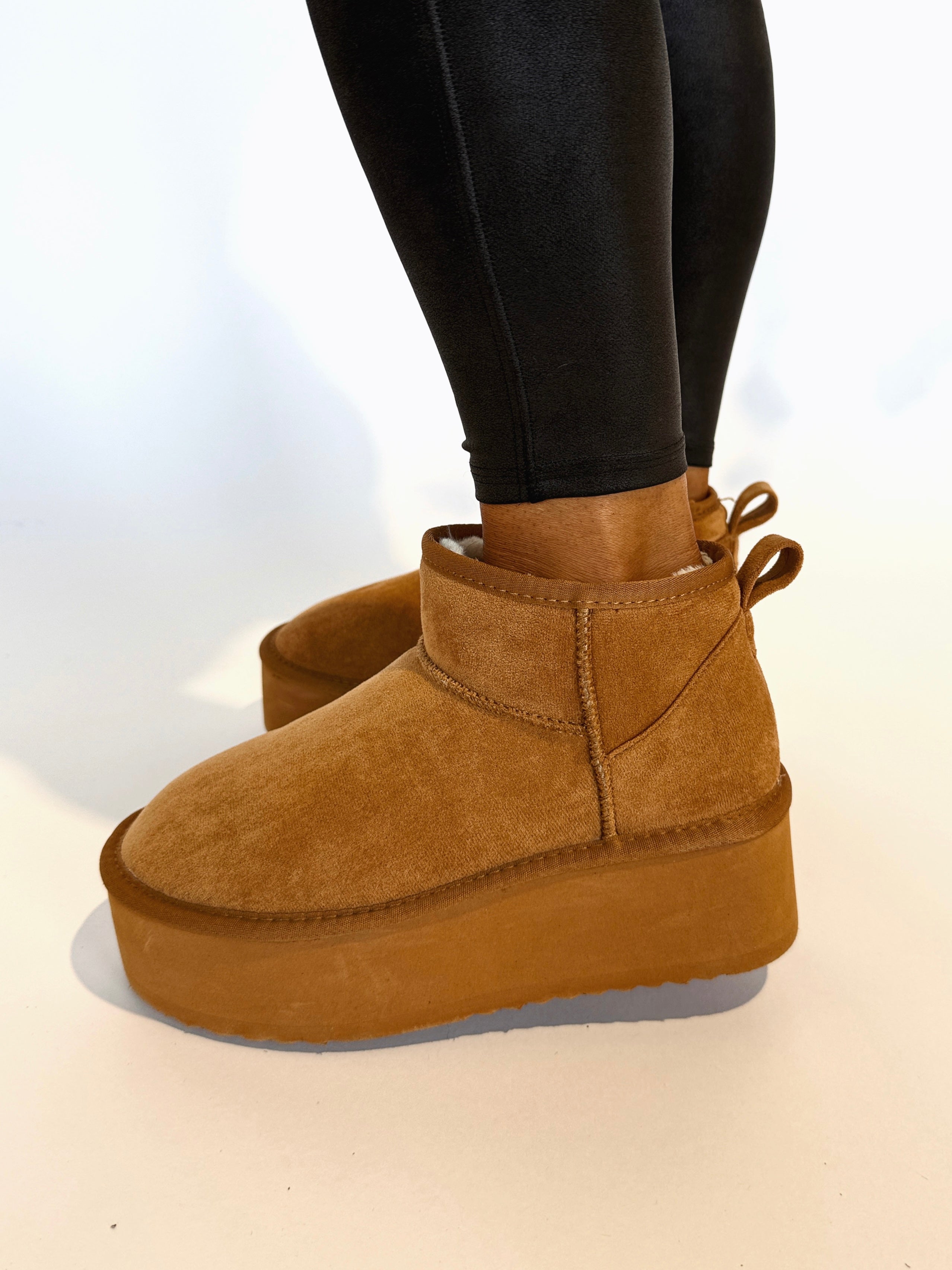 Benji Stacked Bootie Tan Suede