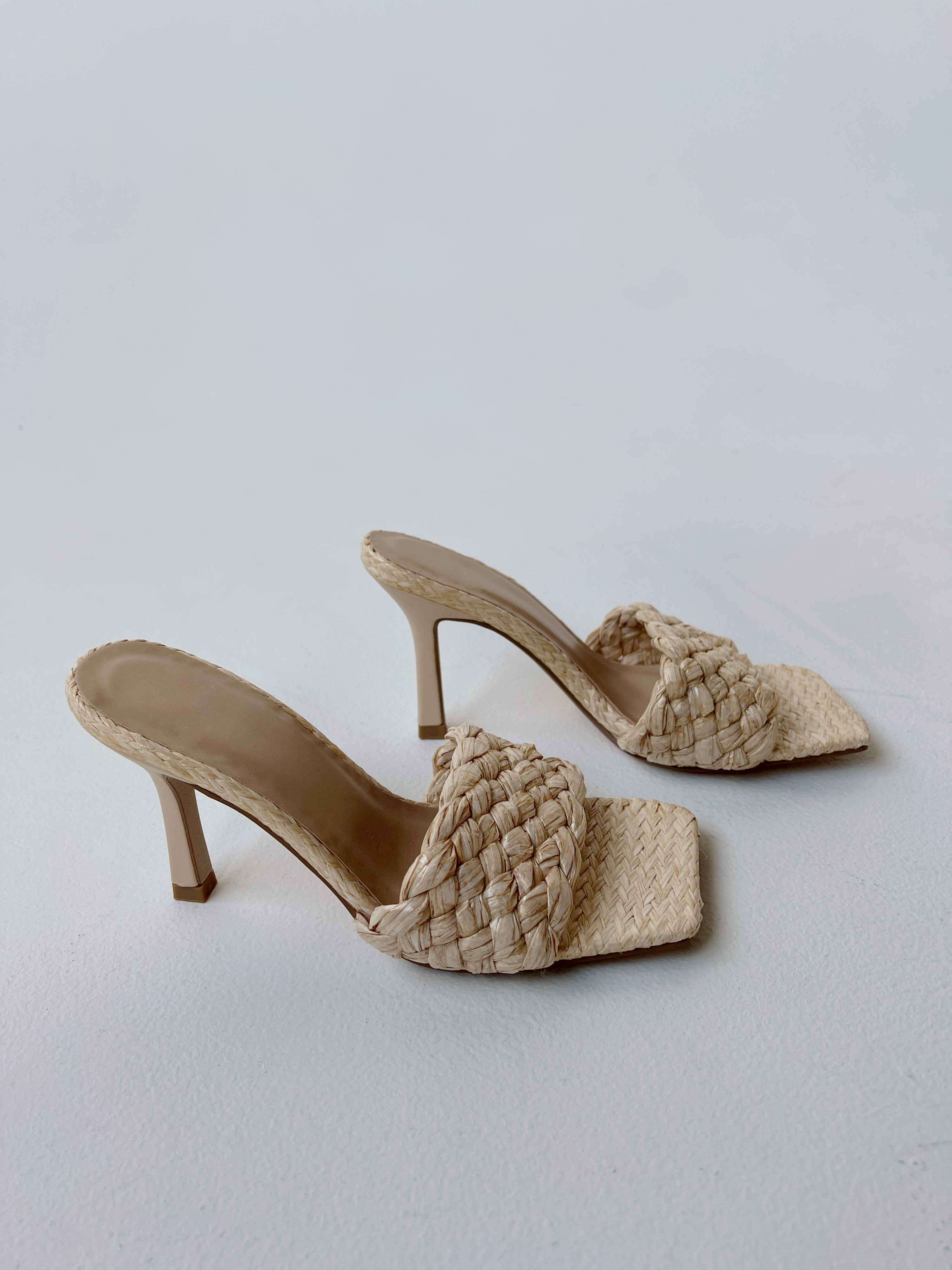 Girls Trip Raffia Stiletto Heels Natural