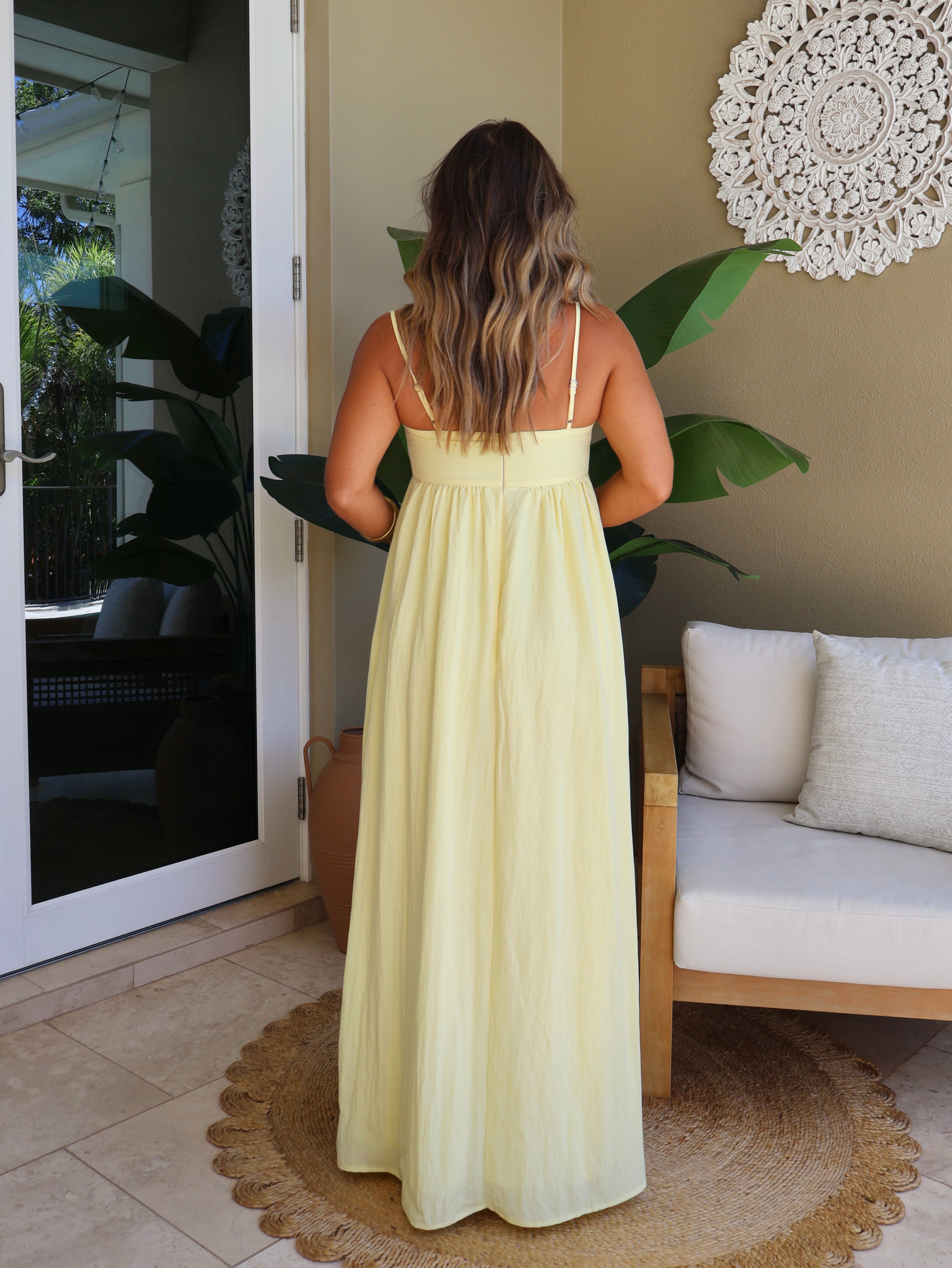 Gianna Empire Maxi Dress Lemon