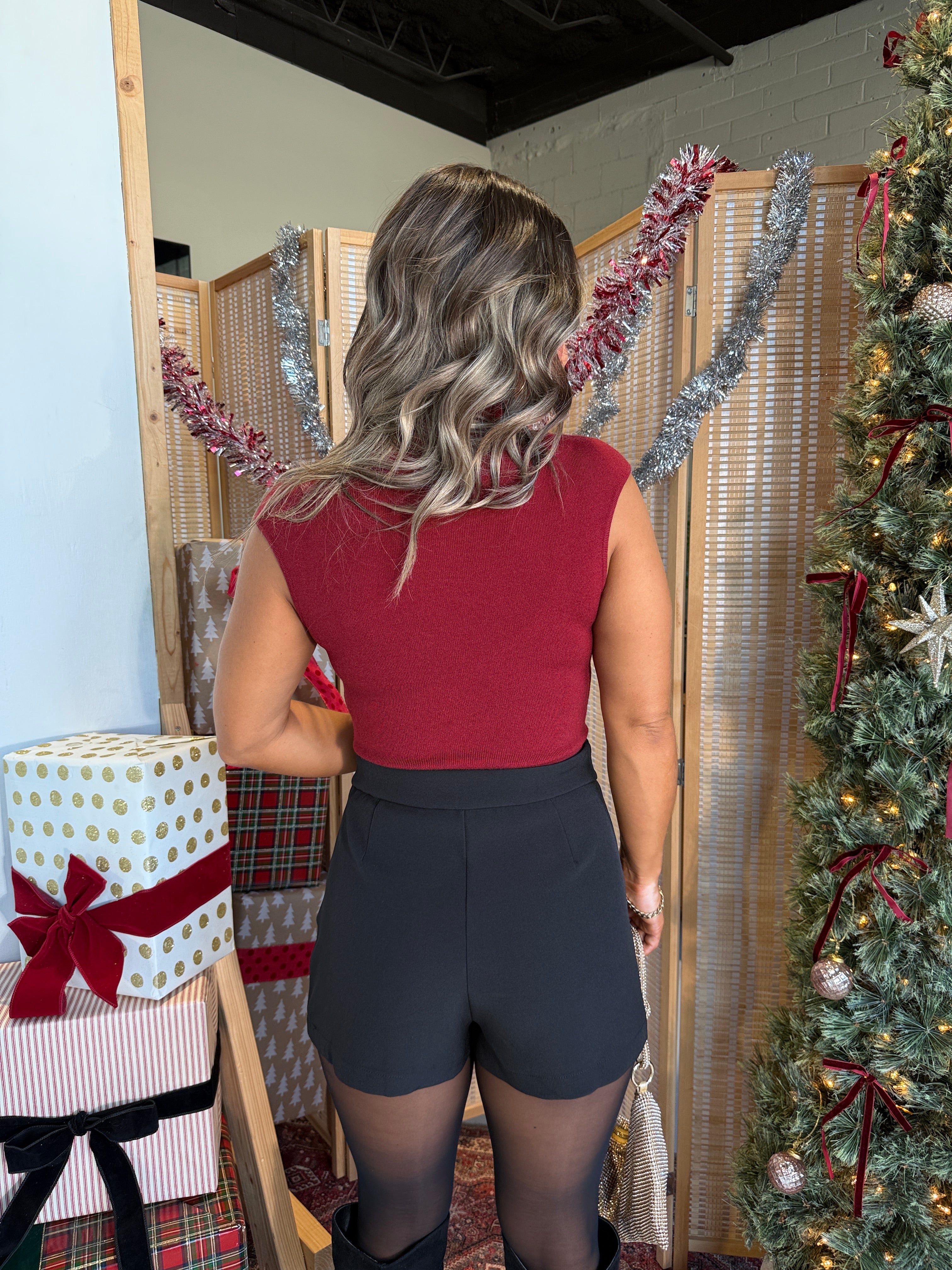 Cedar Frost Knit Top Burgundy