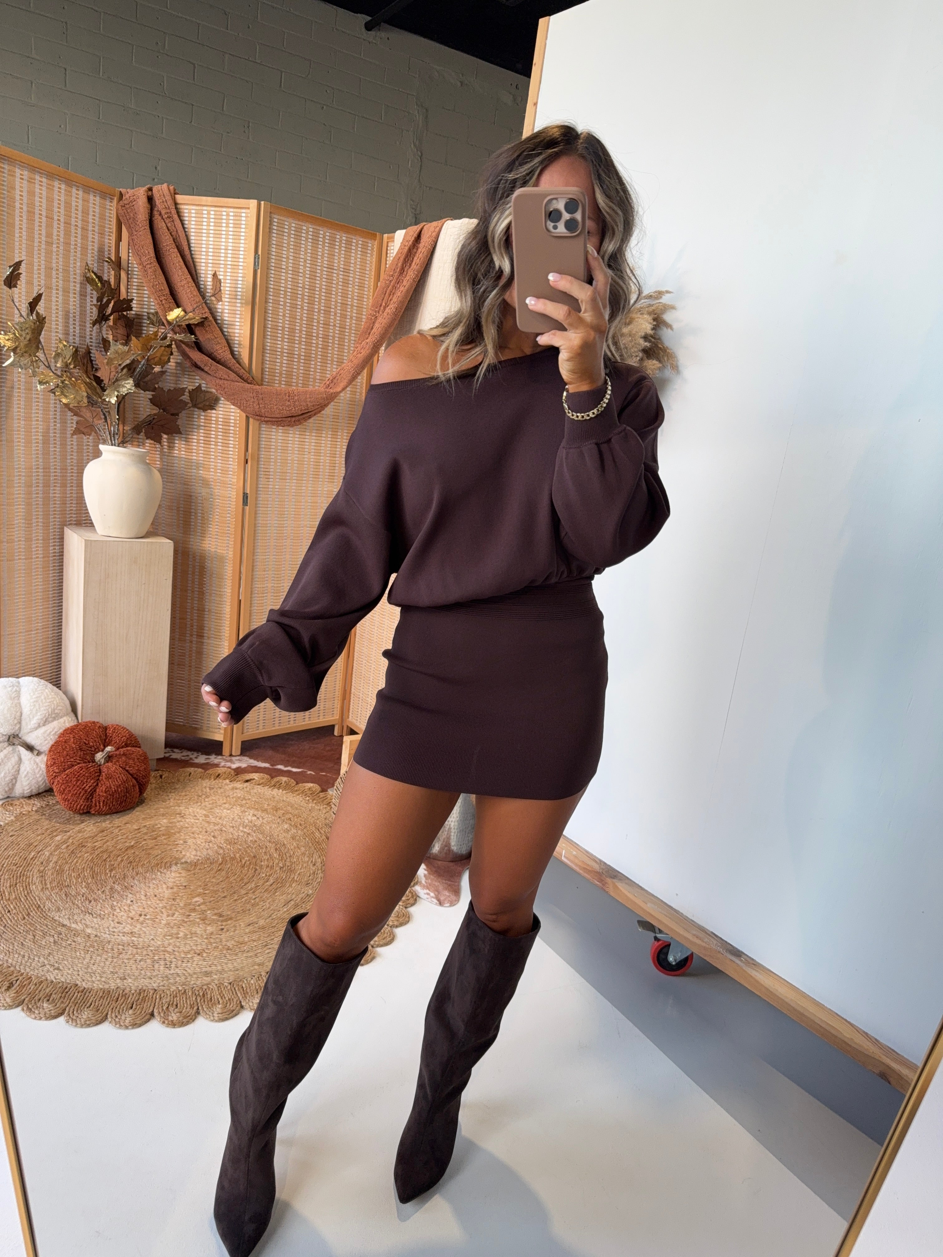 Season of Style Mini Dress Chocolate