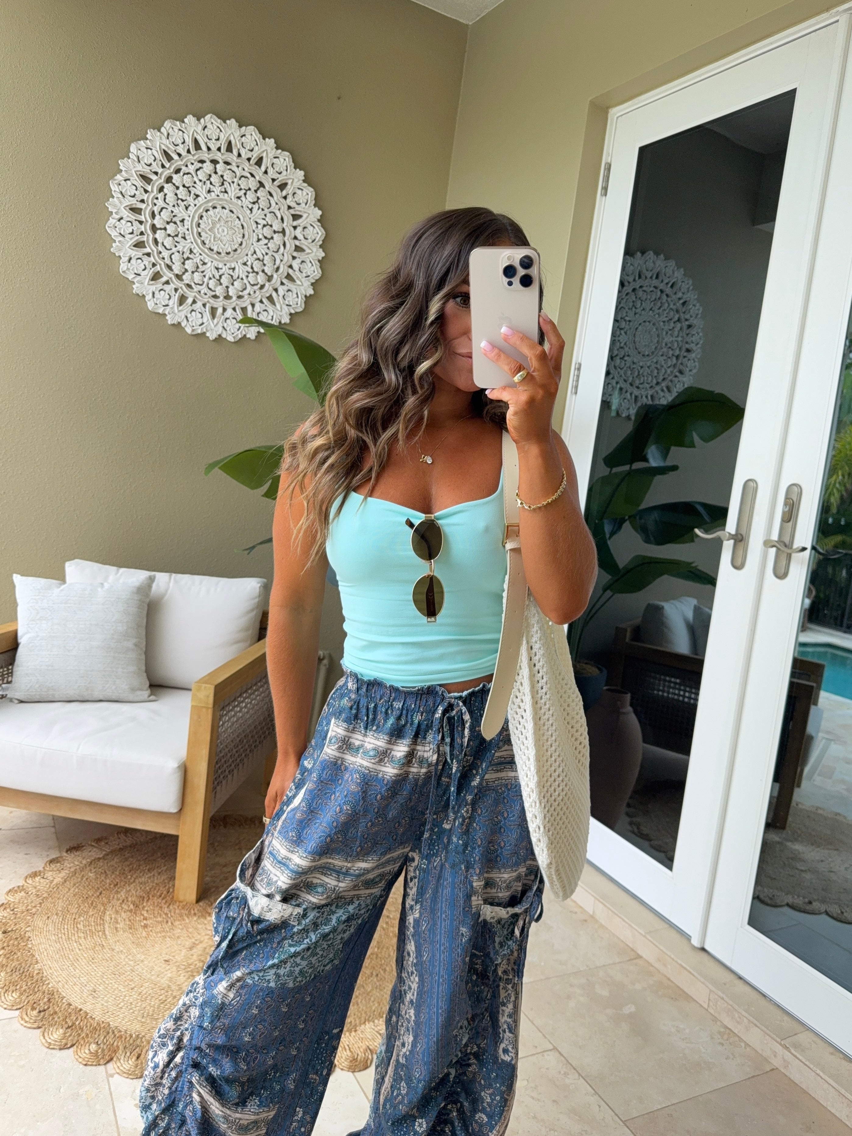 Sienna Basic Square Cami Island Aqua