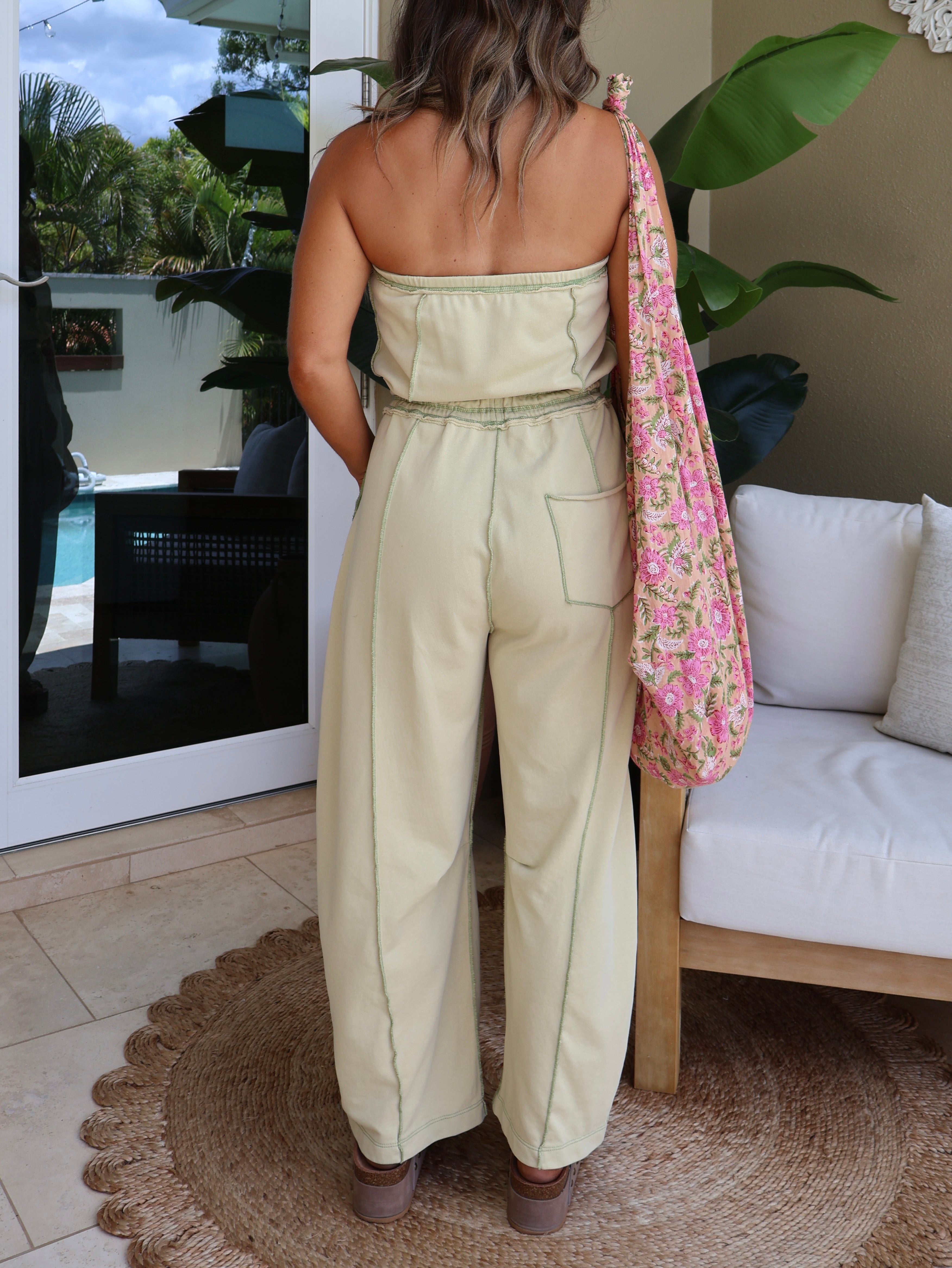Summer Solstice Barrel Jumpsuit Matcha