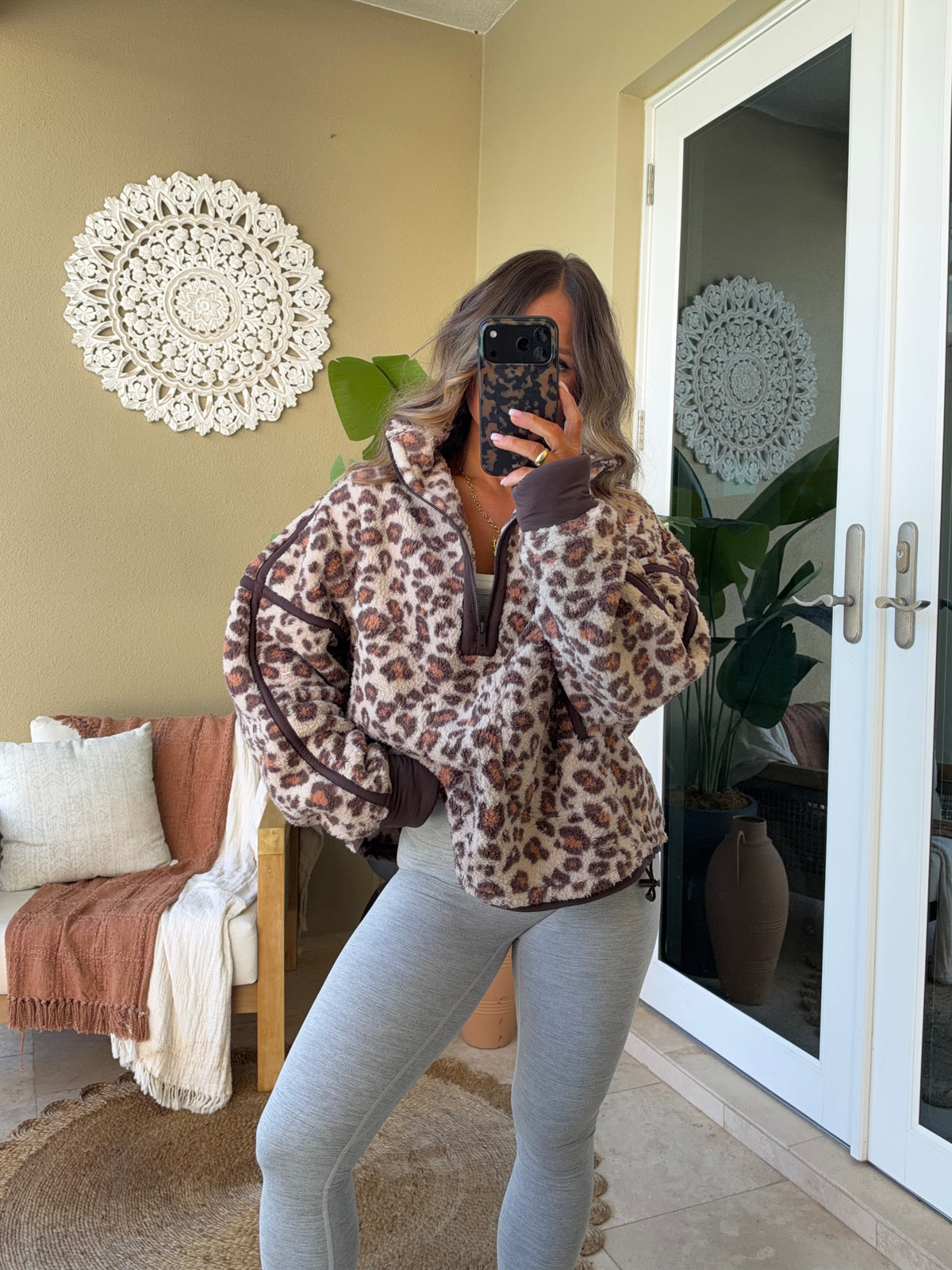 Calico Sherpa Pullover Cheetah