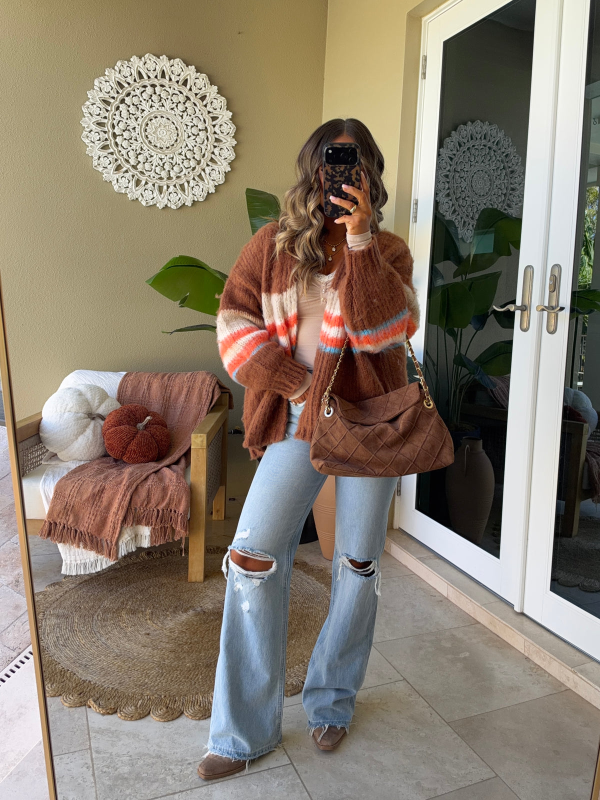 Colette Textured Shoulder Bag Camel
