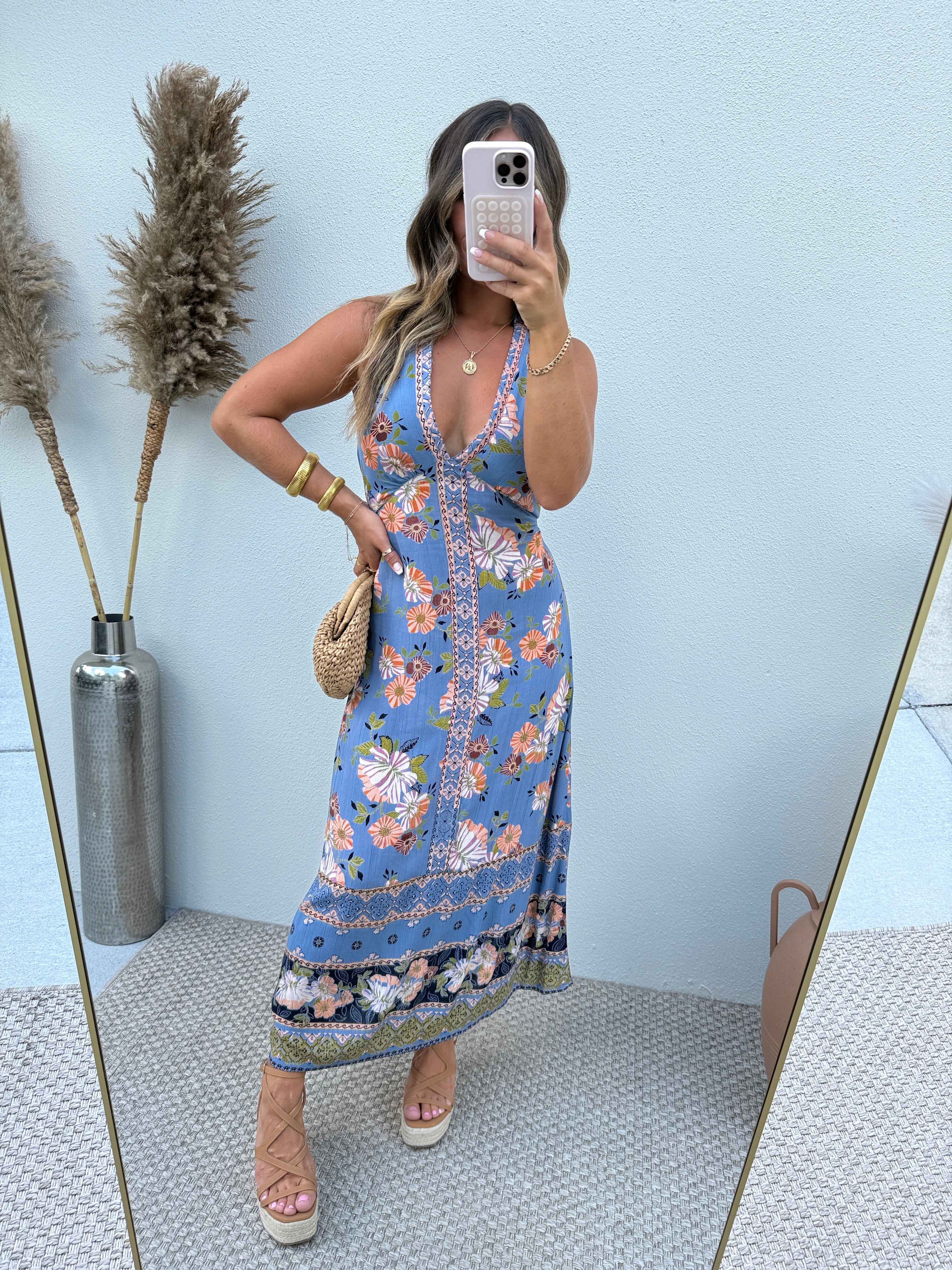 Terrasoul Halter Midi Dress Blue