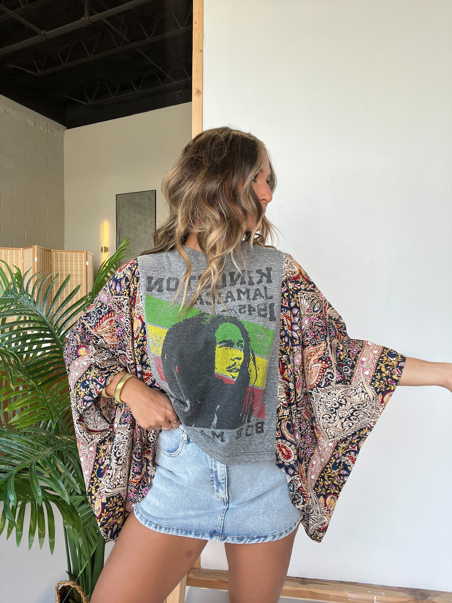 Bob Marley Mix & Match Tee Grey Floral