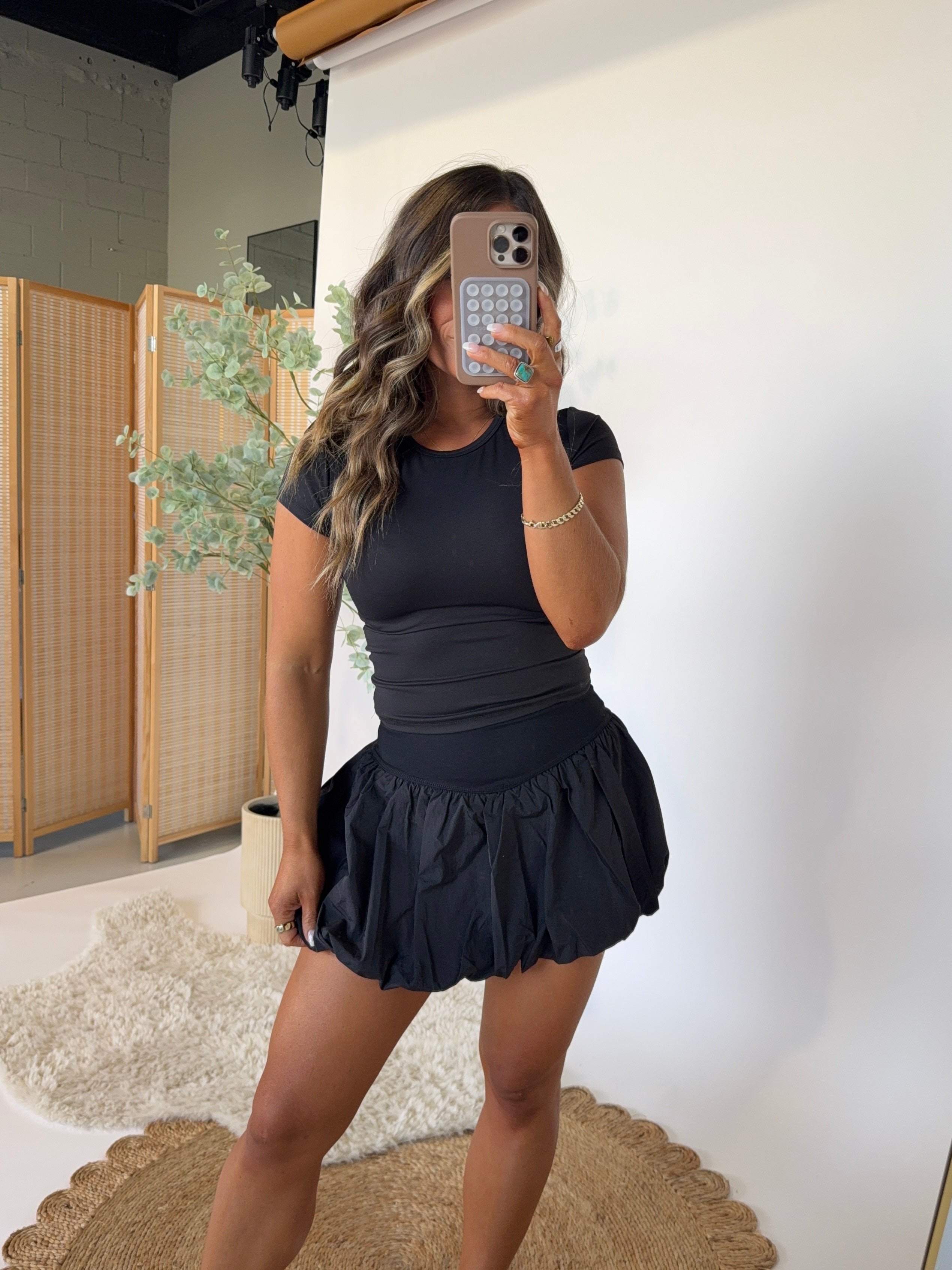 Toned Bubble Skort Black