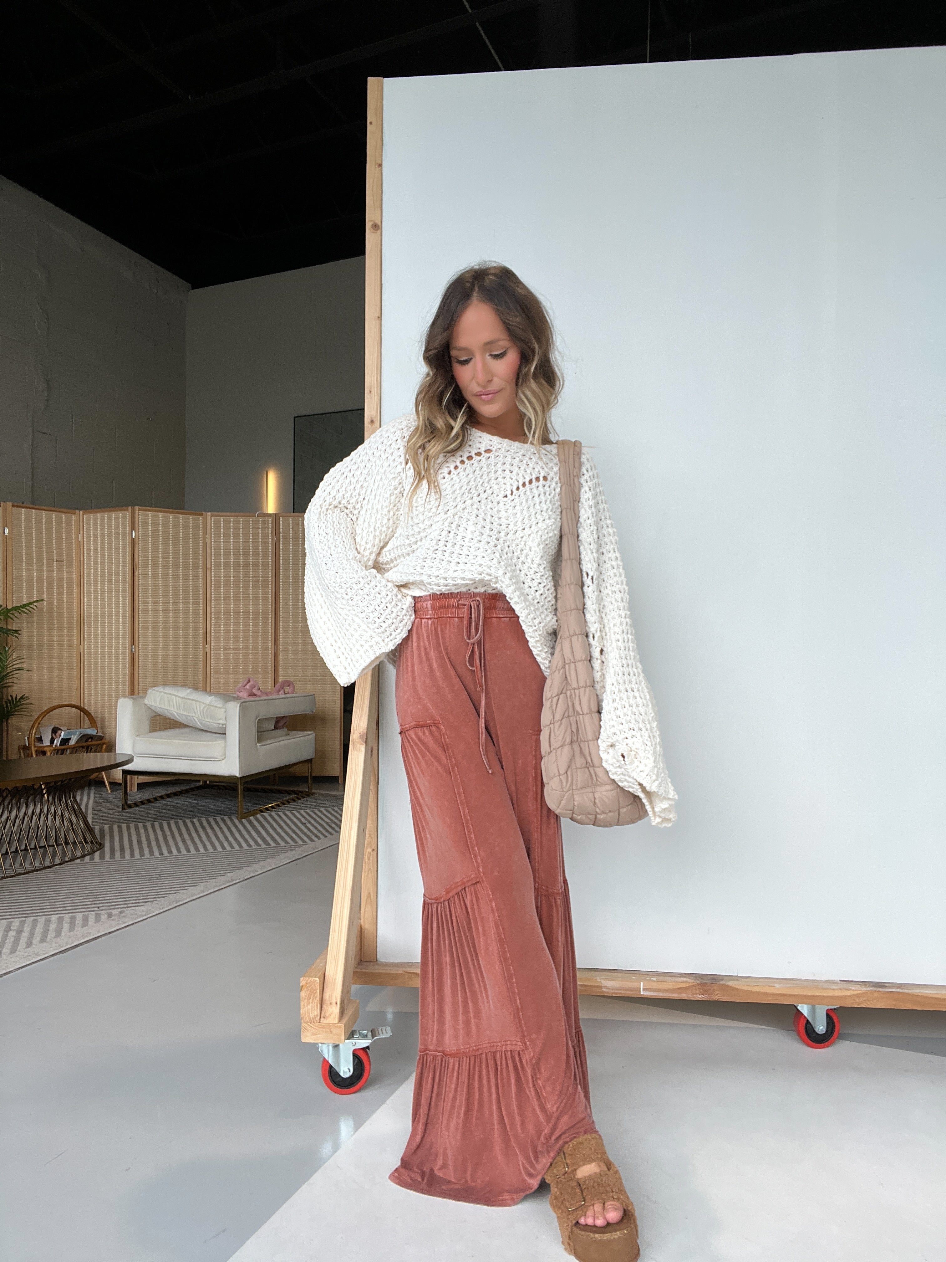 Gomez Tiered Lounge Pants Washed Rust