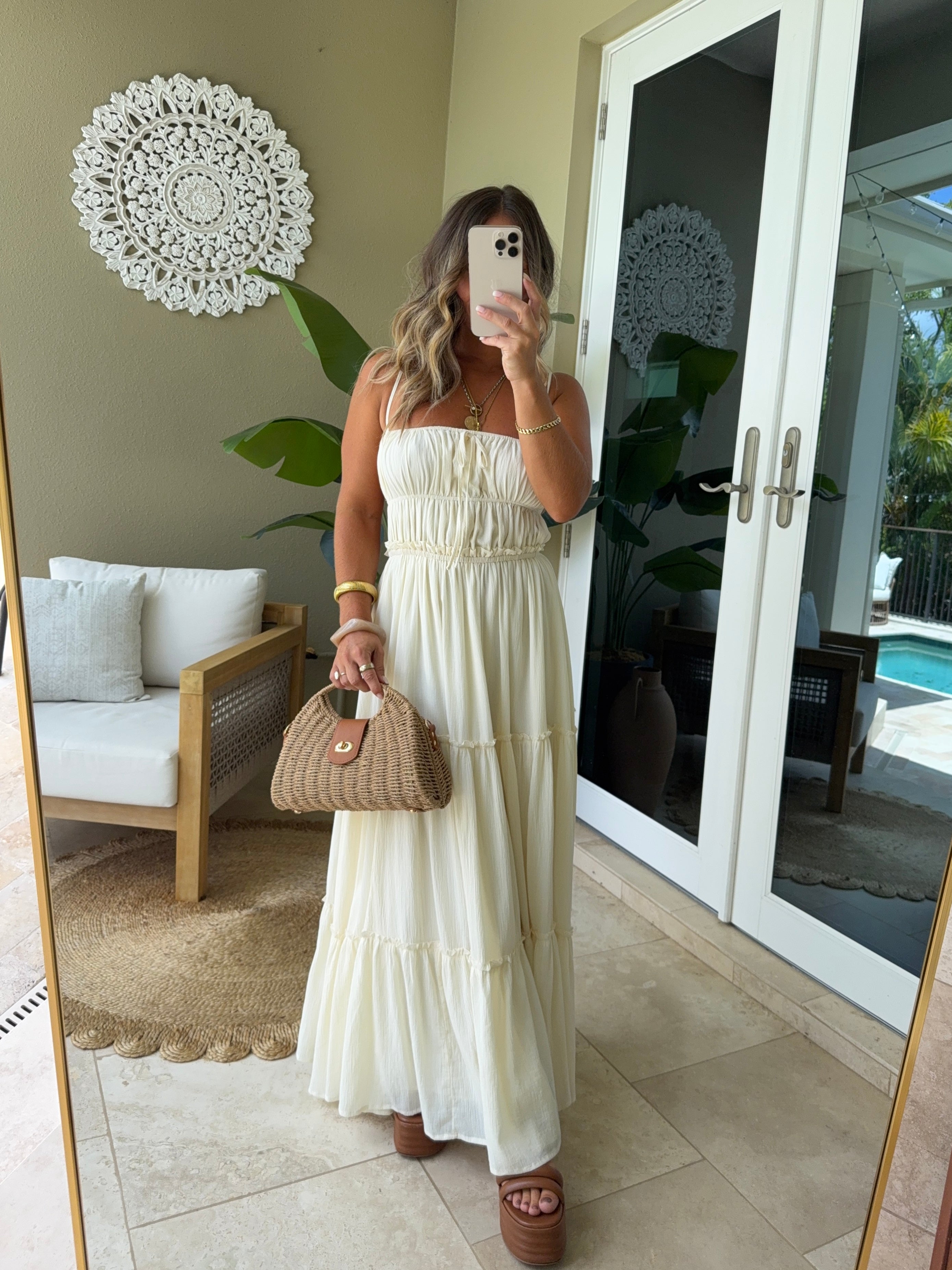 Amara Tiered Maxi Dress Cream