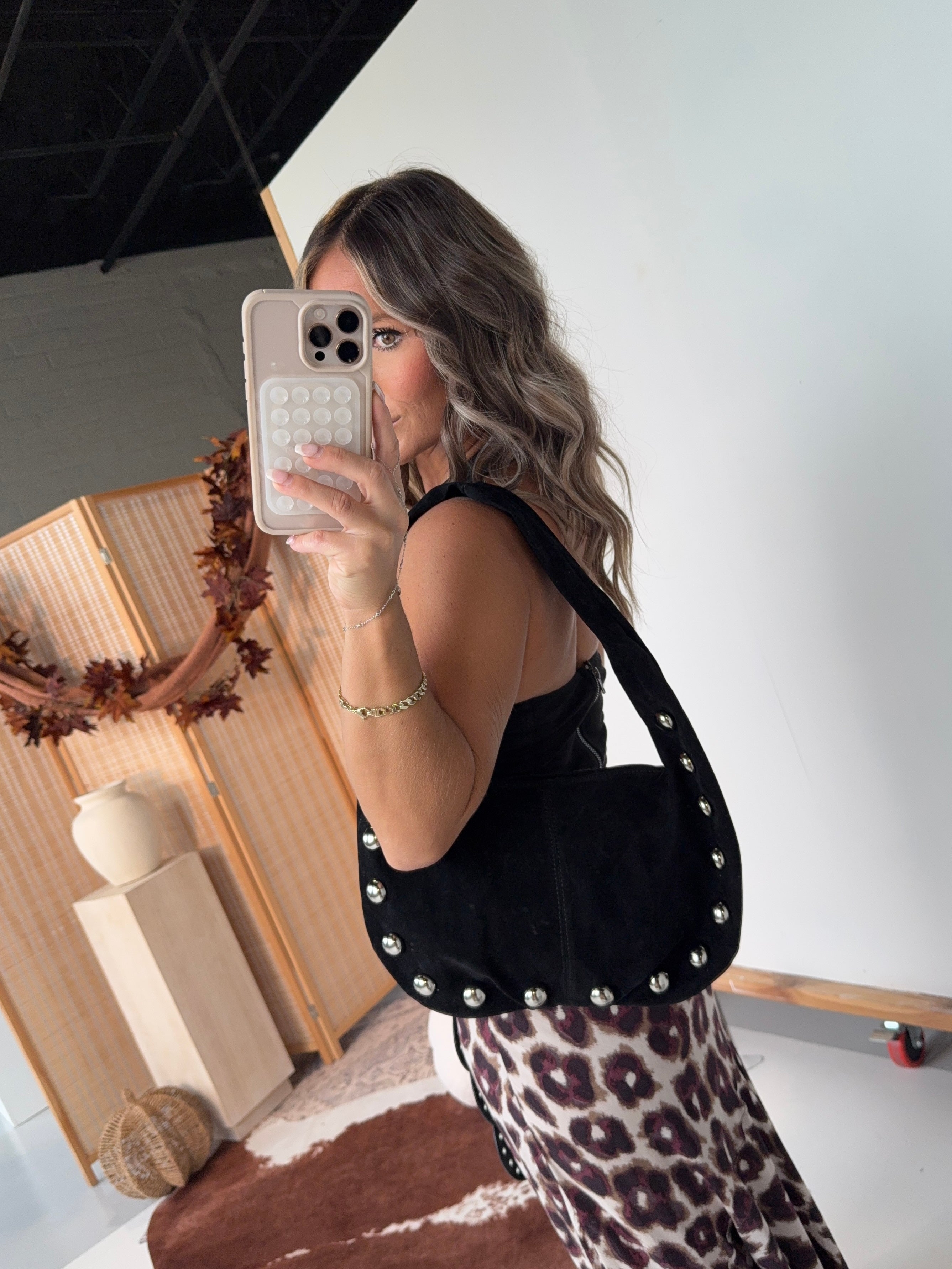 Shadow Season Studded Shoulder Bag Black