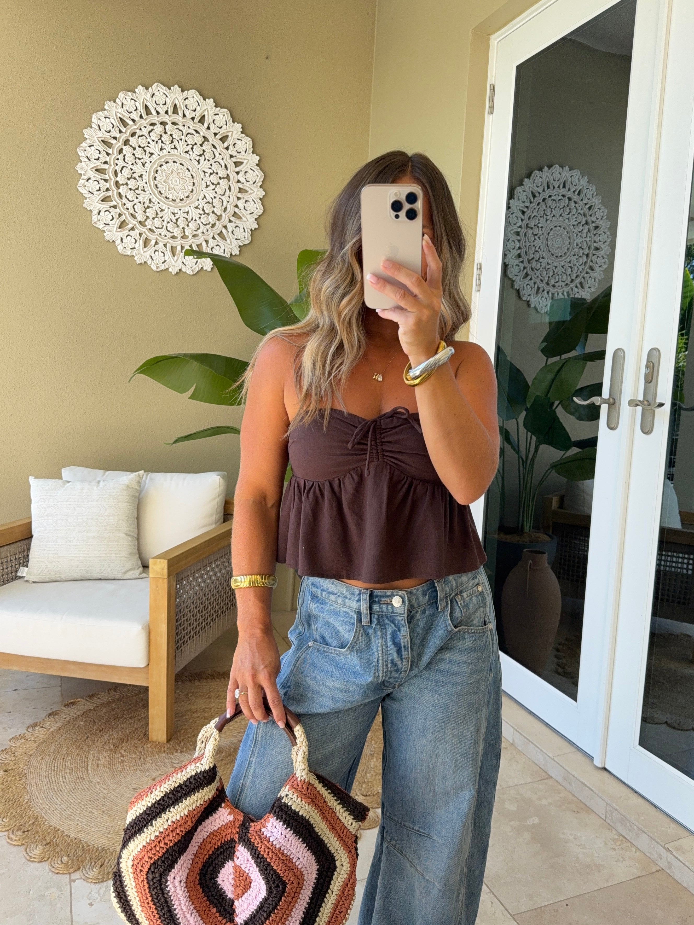 Chasing Daylight Strapless Top Brown