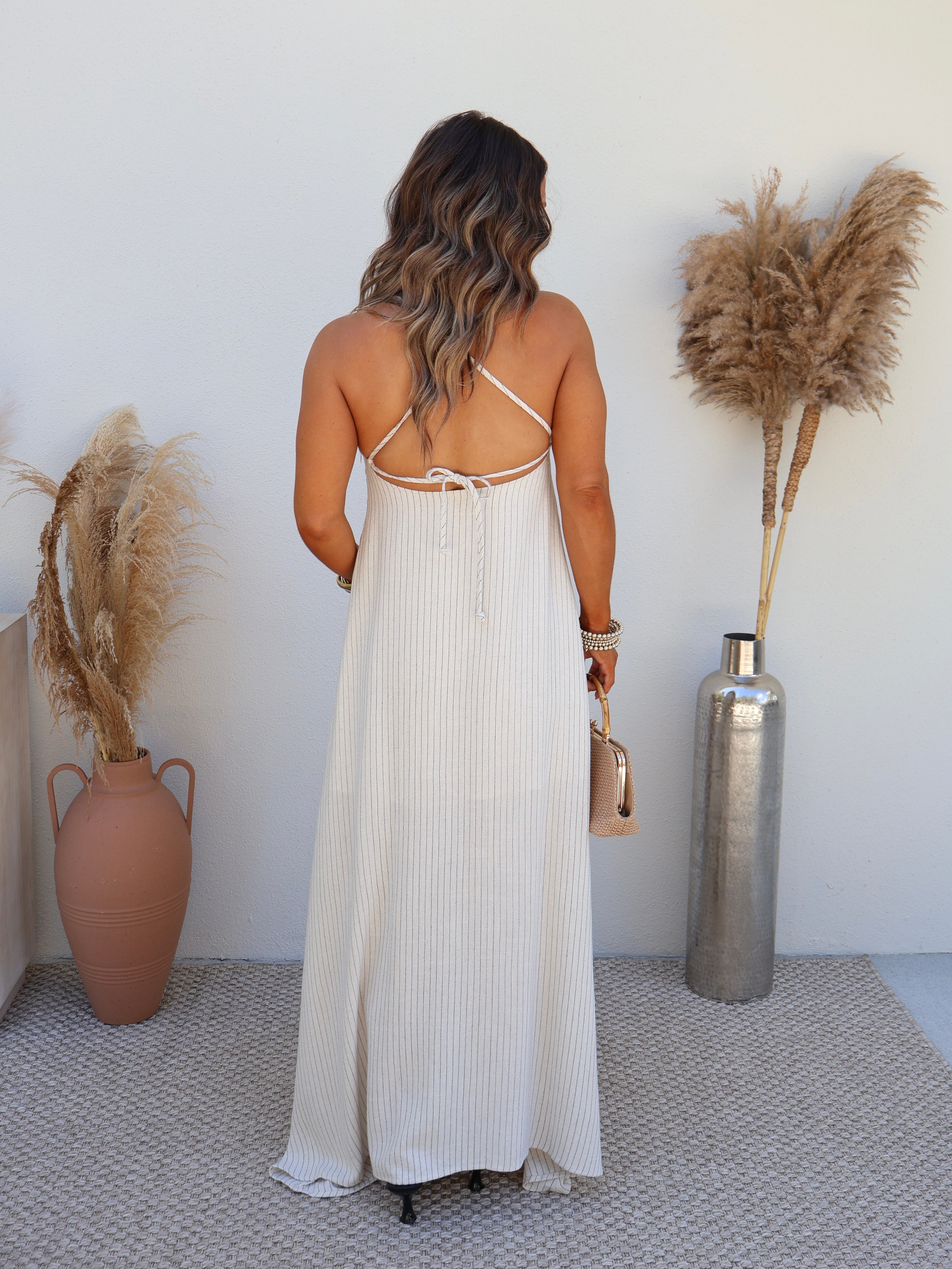 Good Days Striped Maxi Dress Natural