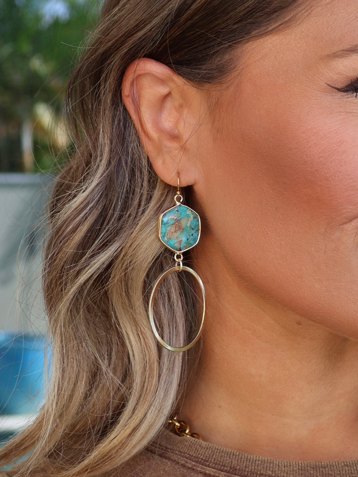 Niki Drop Earrings Turquoise