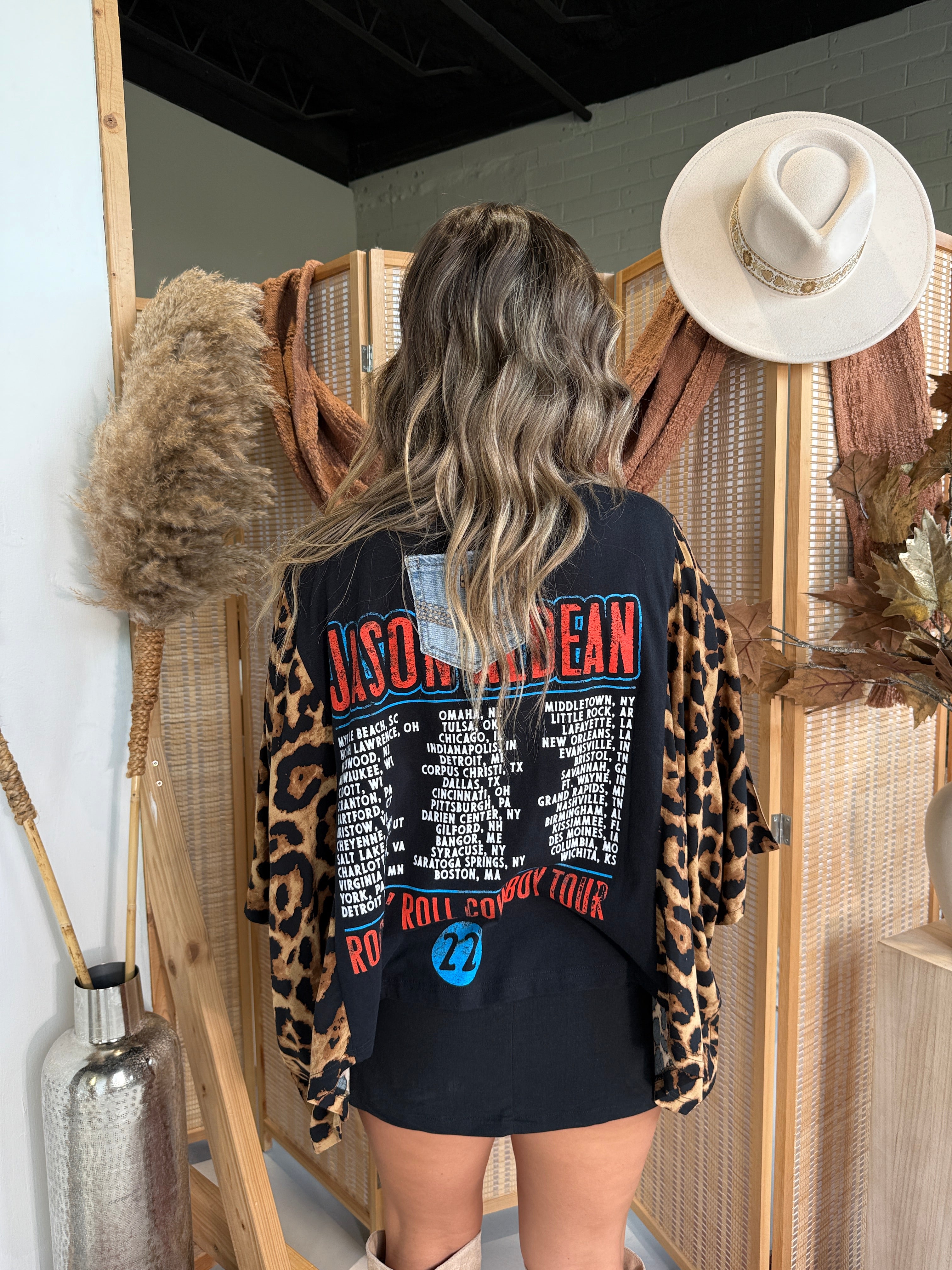 Jason Aldean Mix & Match Tee Black Cheetah