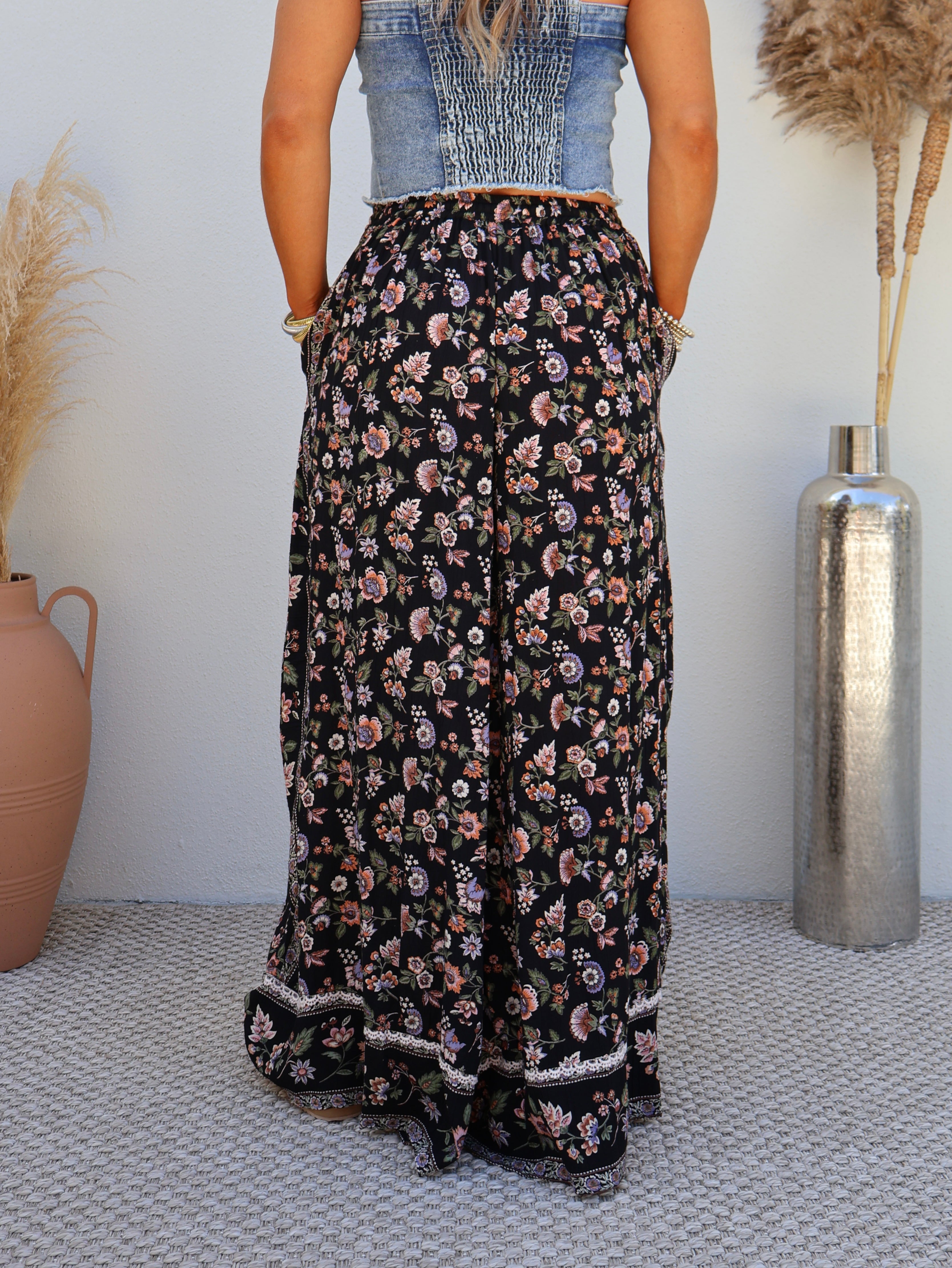 Throughout Time Boho Pants Black