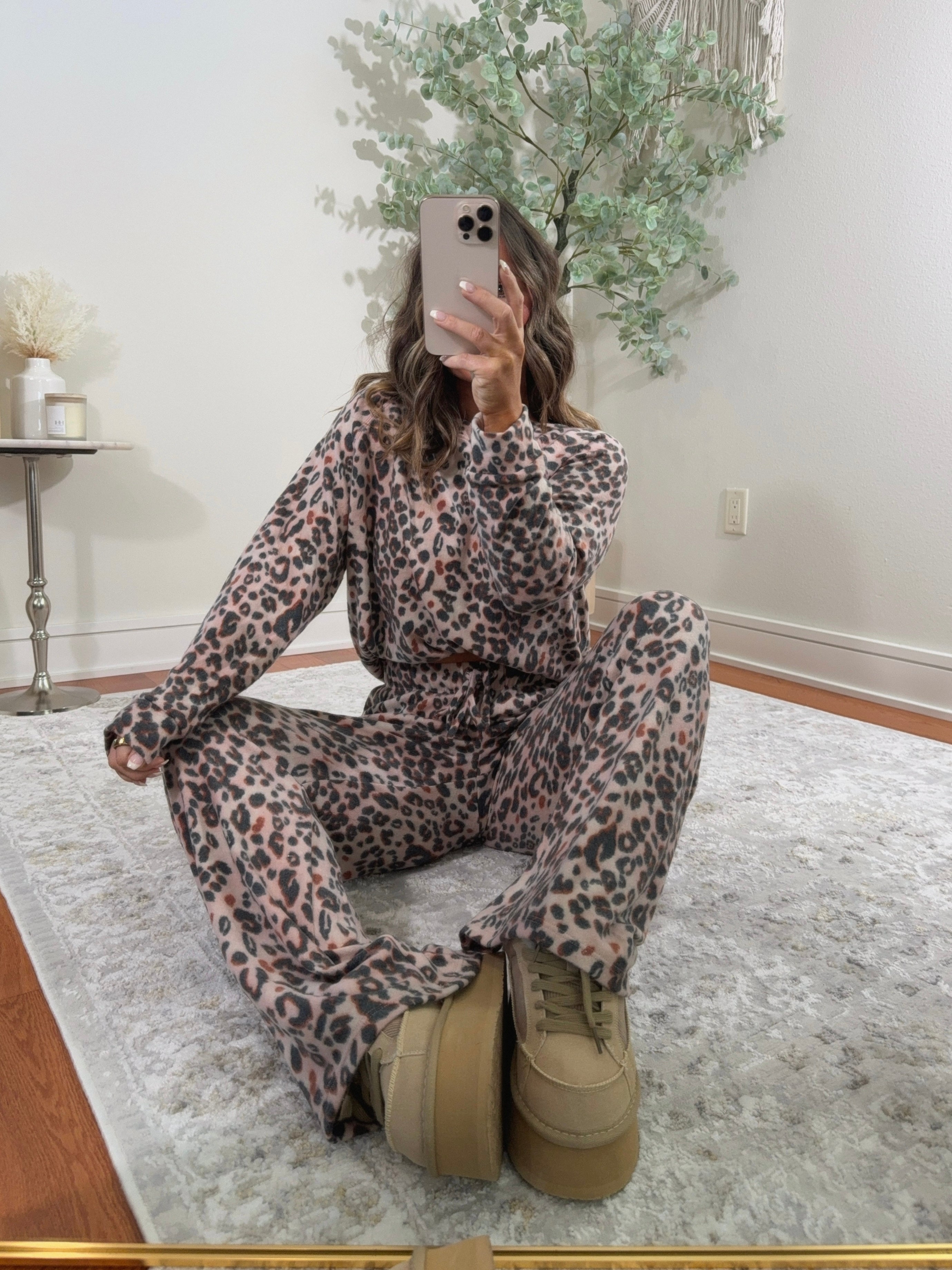 Cheetah Sisters Lounge Set Pink/Brown