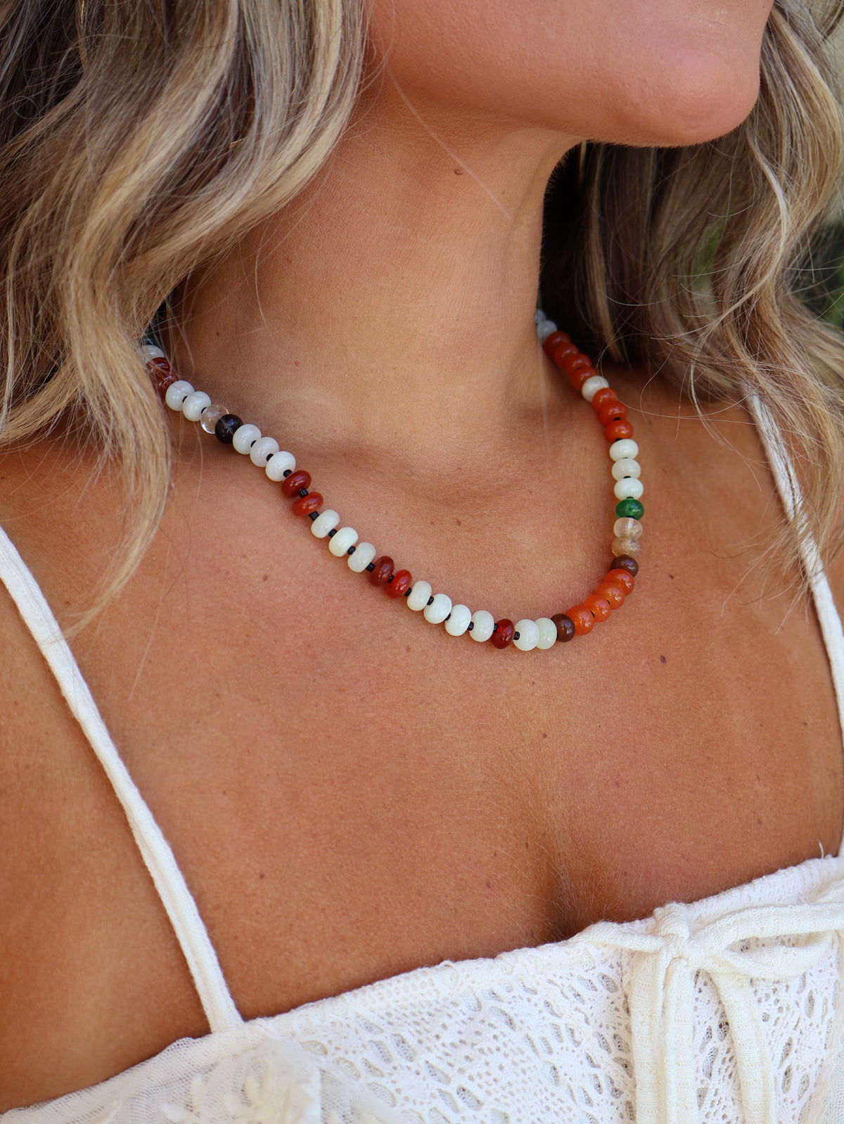 Paloma Beaded Necklace Amber Multi