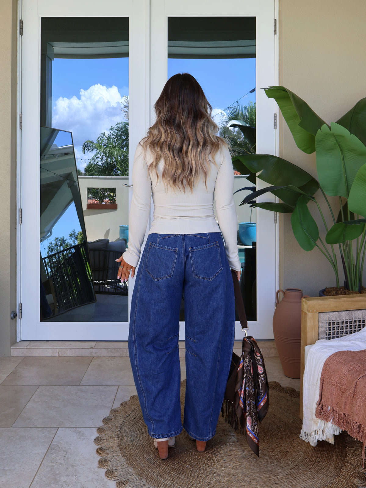 Piper High Rise Barrel Jeans Dark Denim