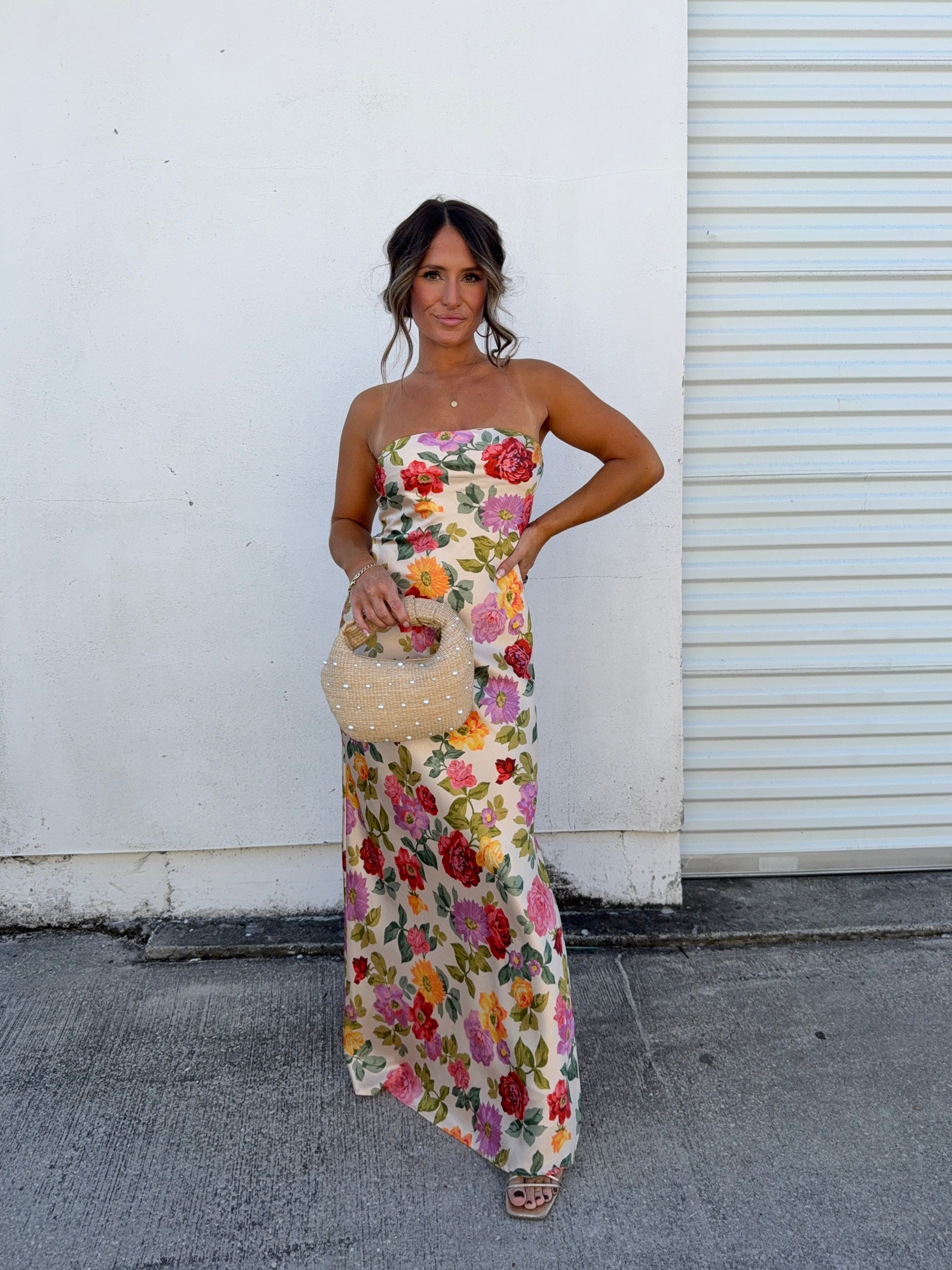 Hot Summer Nights Satin Maxi Dress Multi