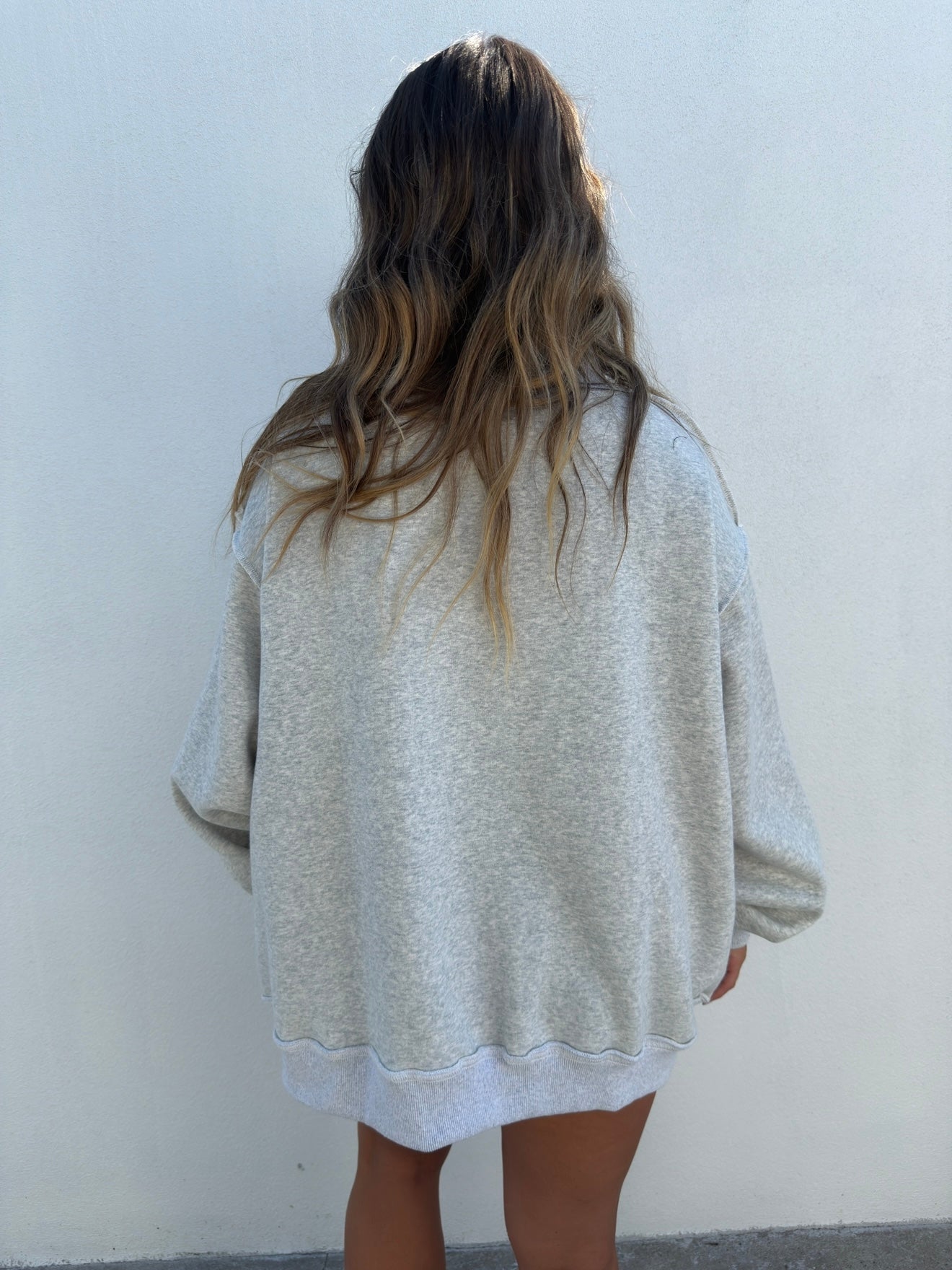 Pilates/Yoga Reversible Oversized Crewneck Heather Grey