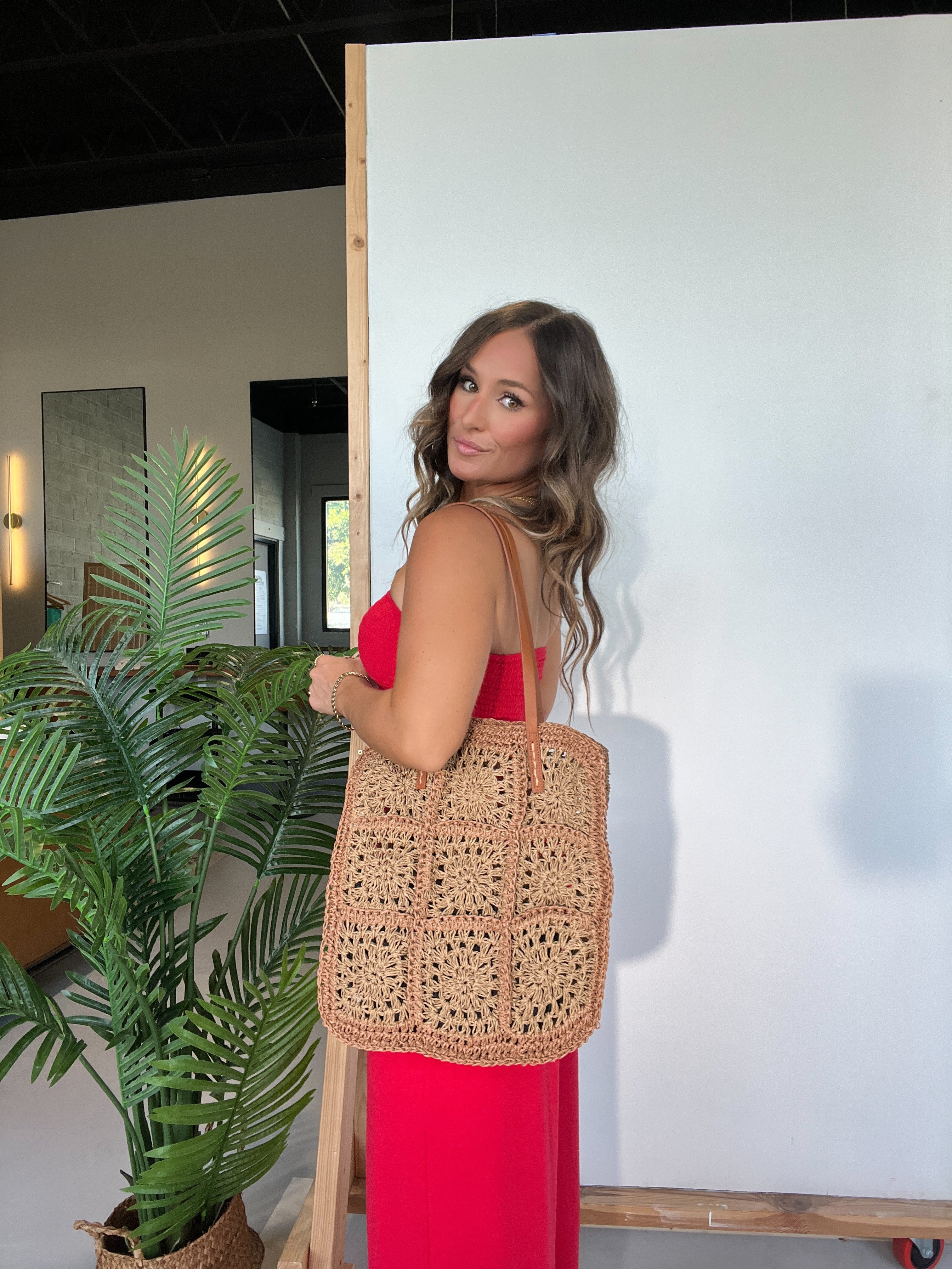 Island Girl Crochet Tote Tan Multi