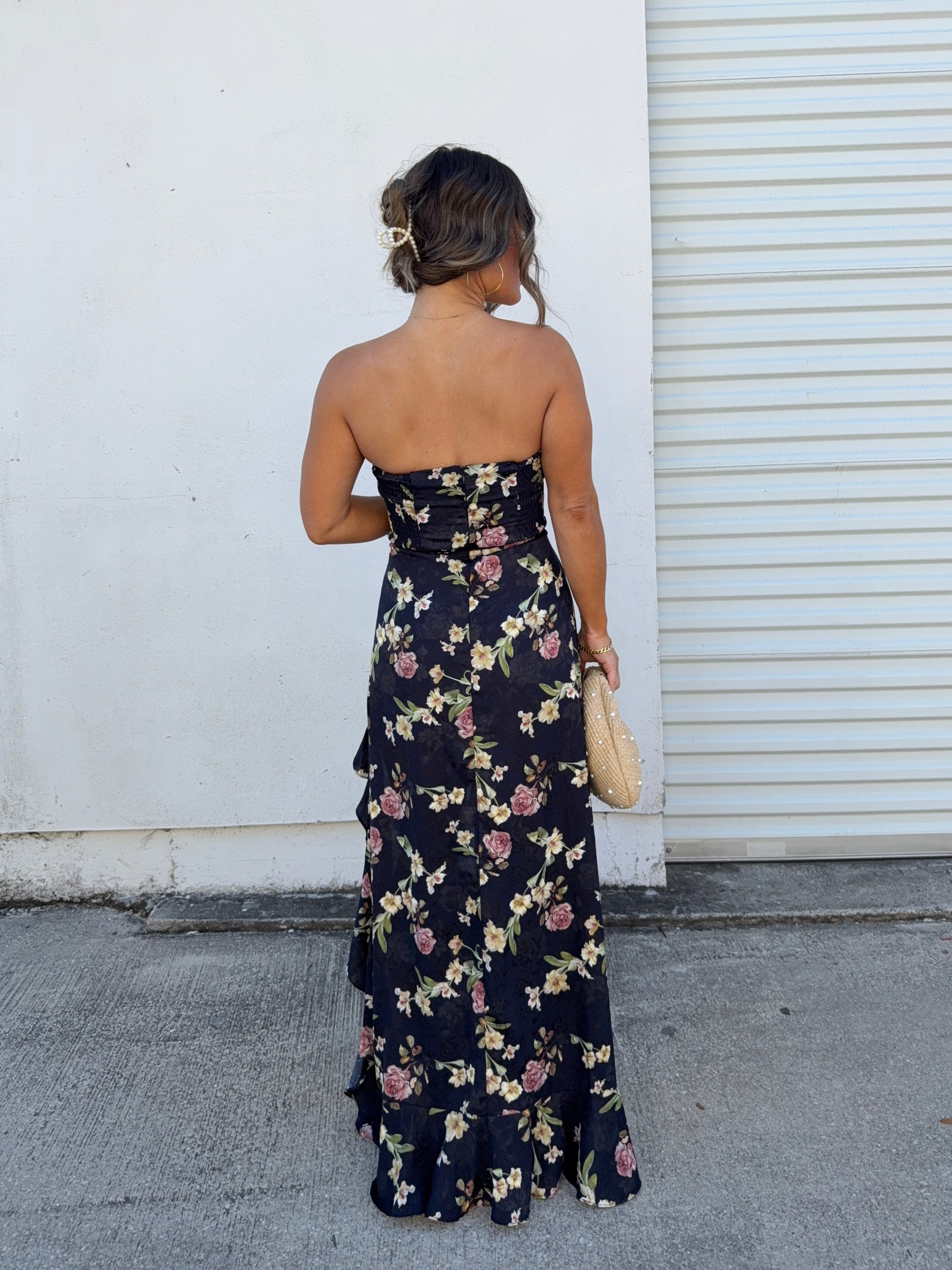 Delicate Timing Floral Maxi Dress Navy