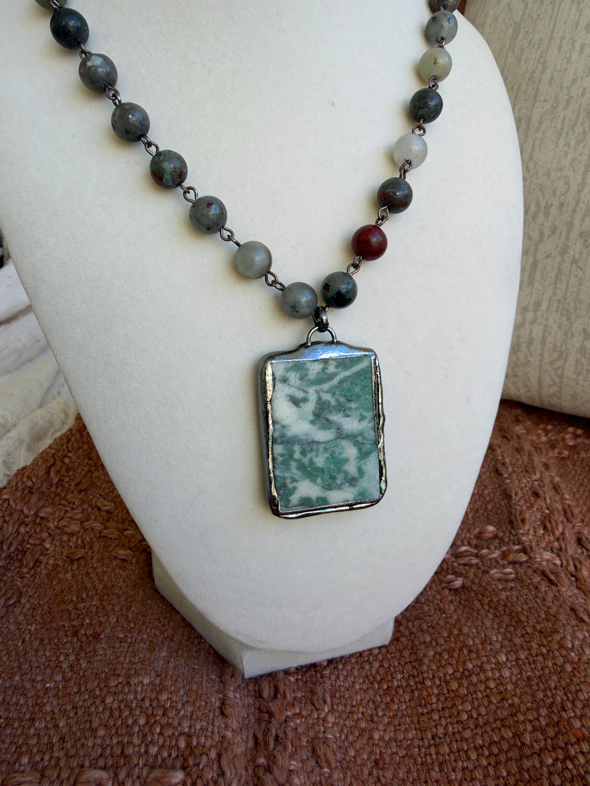 Jasper Woods Stone Necklace Turquoise