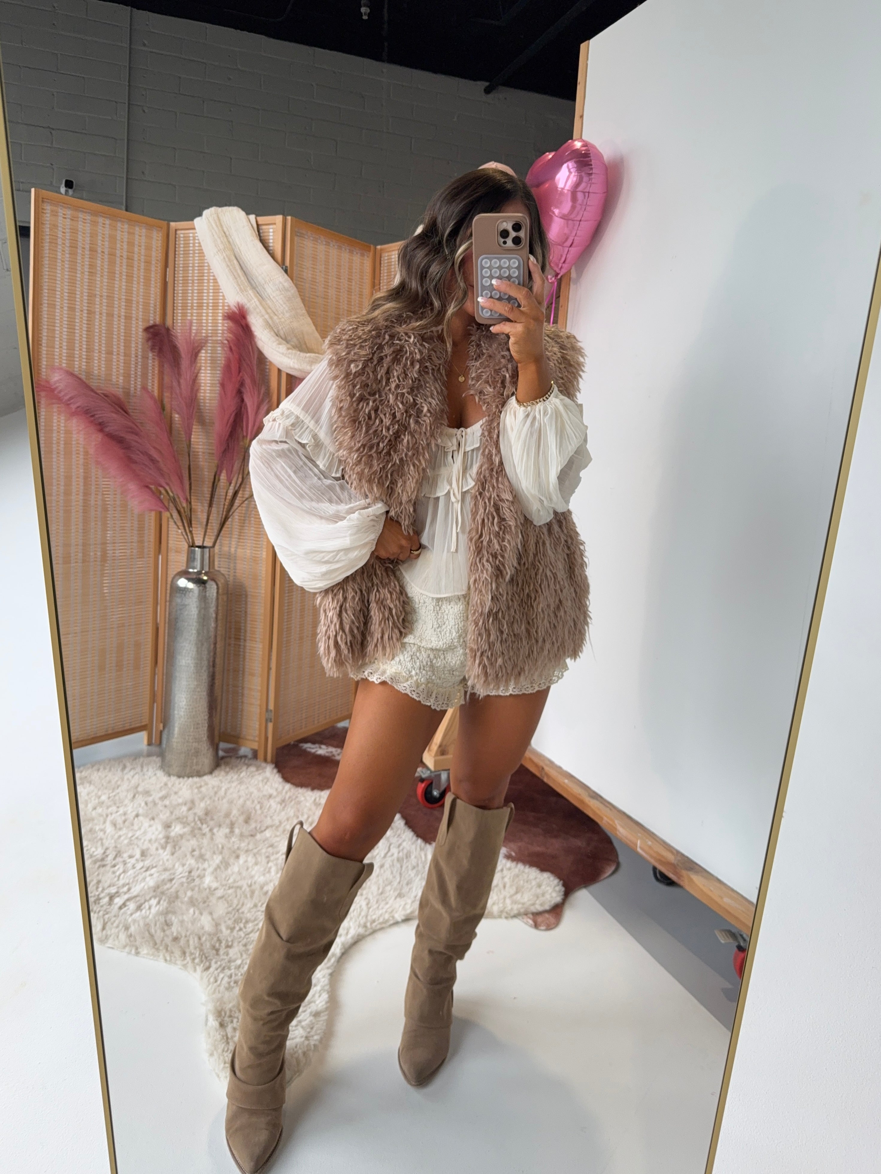 Berkley Faux Fur Vest Latte