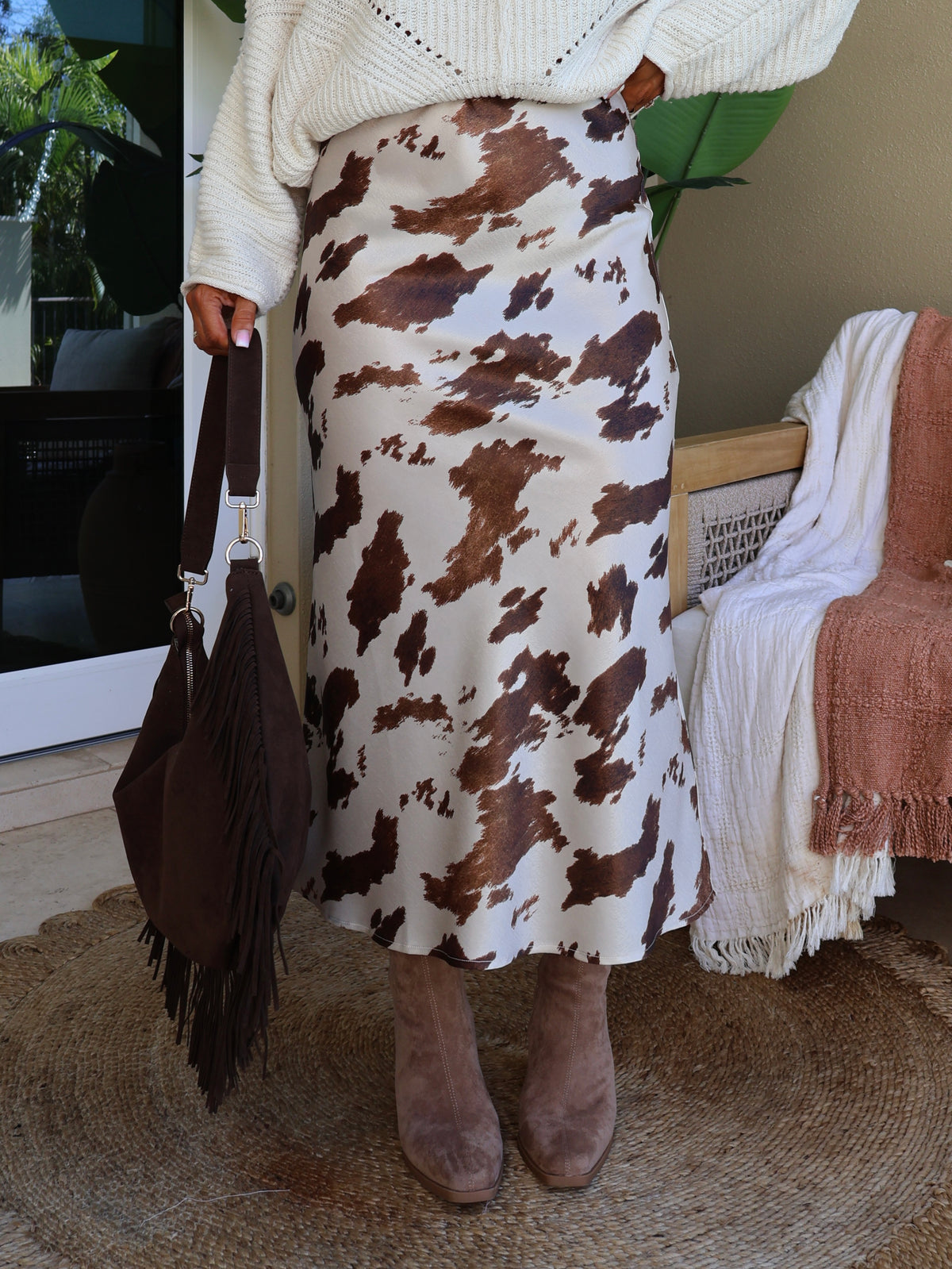 Western Muse Maxi Skirt Taupe Multi