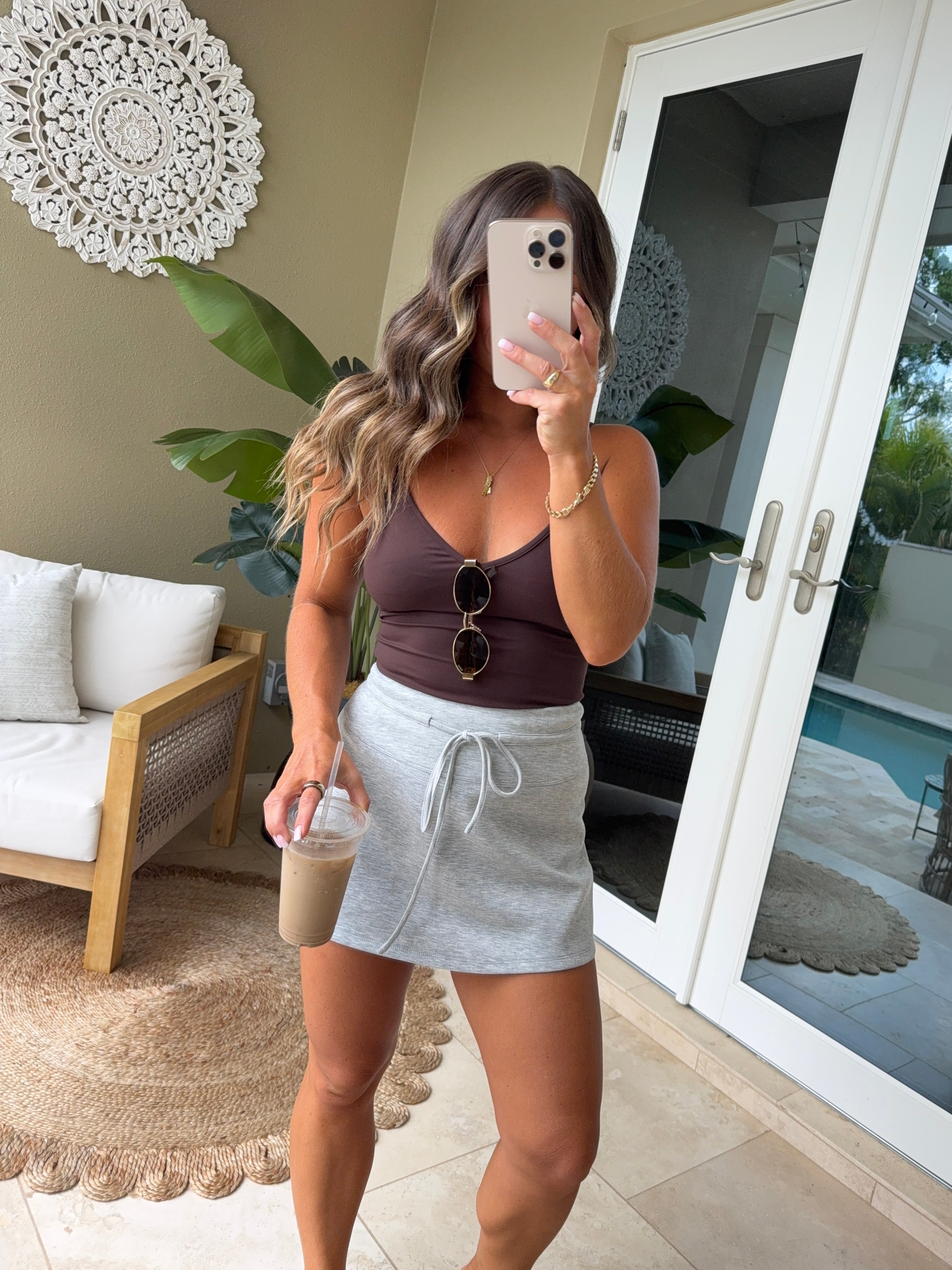 Tilly Drawstring Scuba Skort Heather Grey