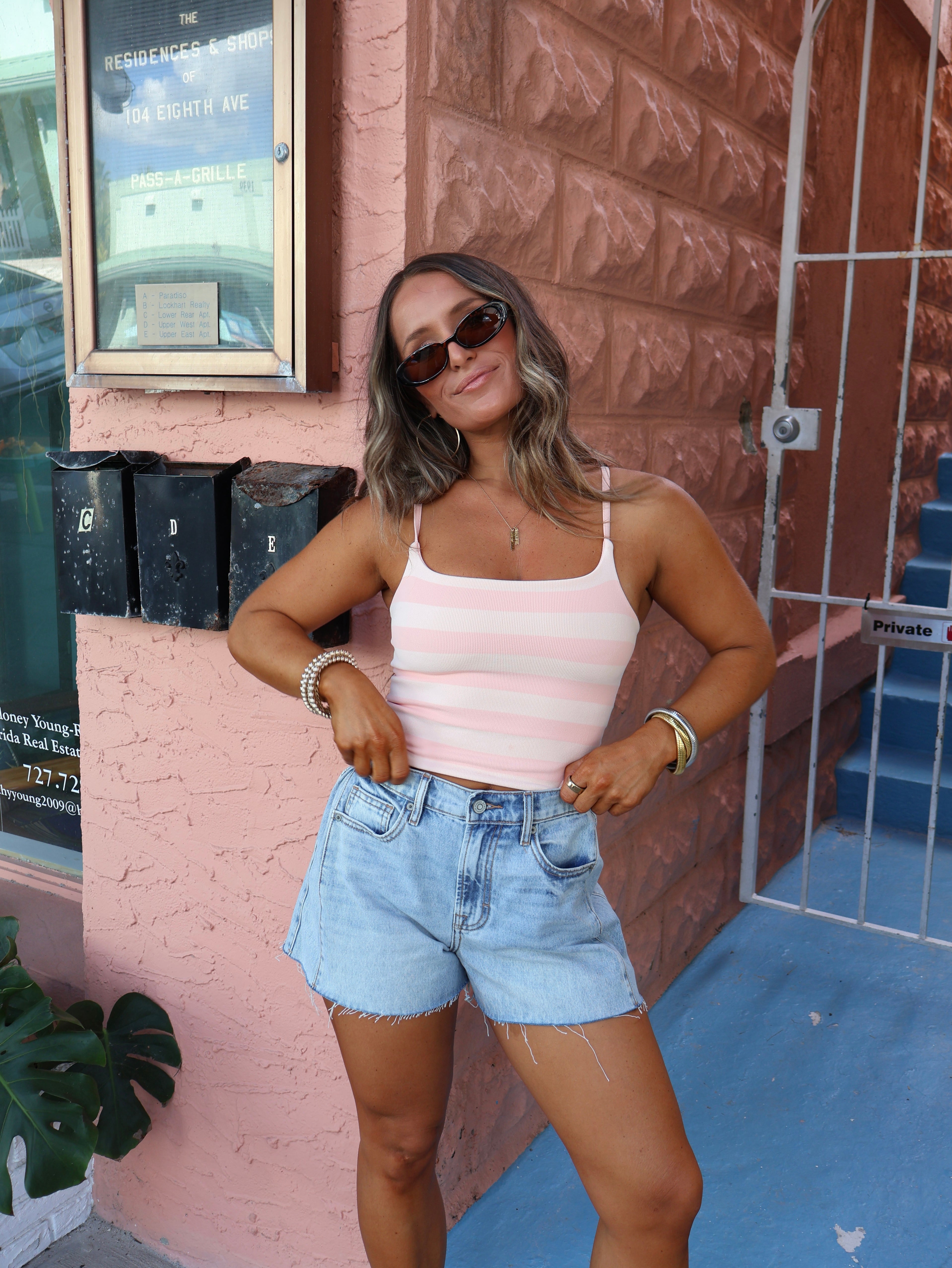 Lazy Day Striped Cami Light Pink