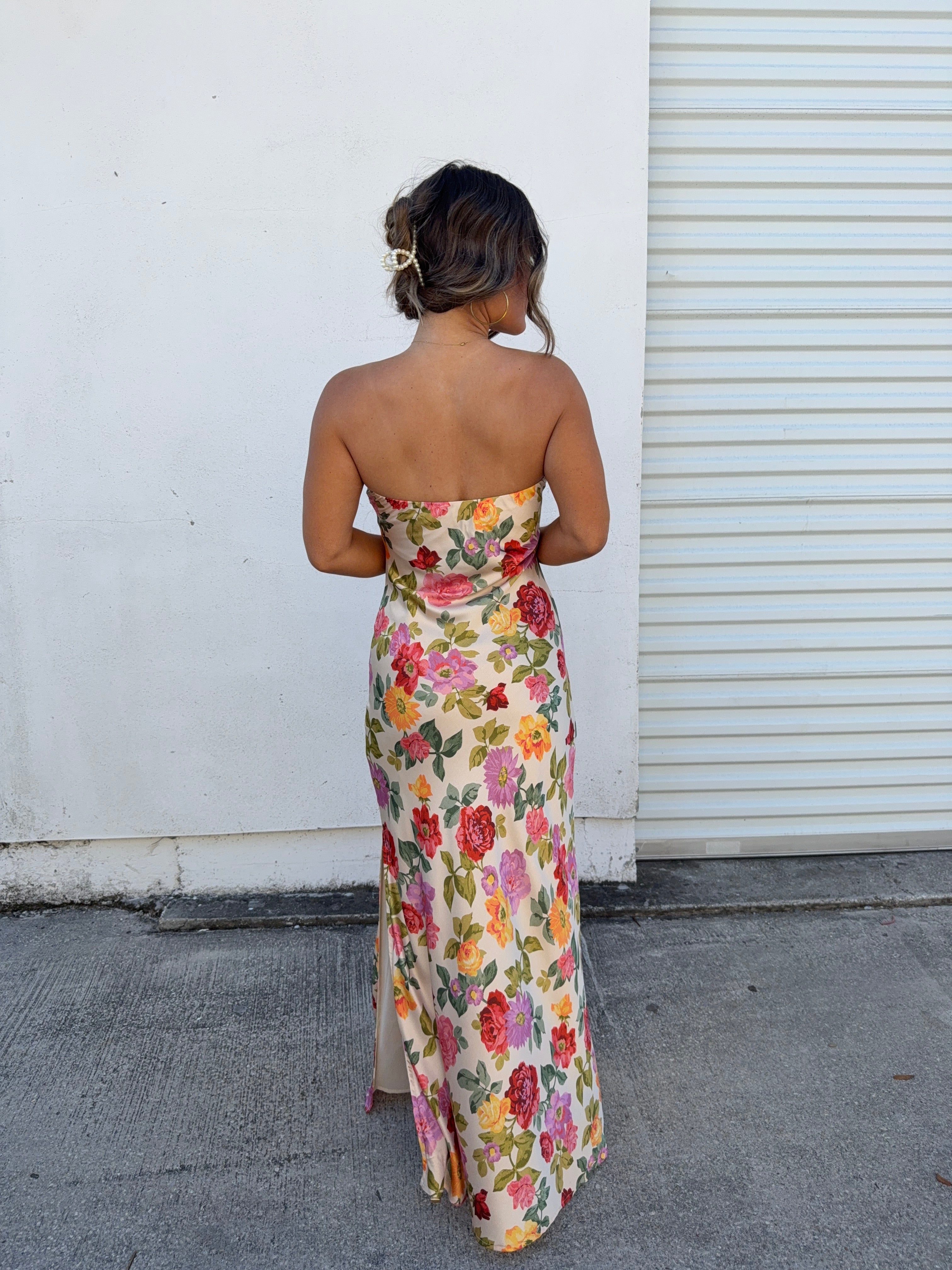 Hot Summer Nights Satin Maxi Dress Multi