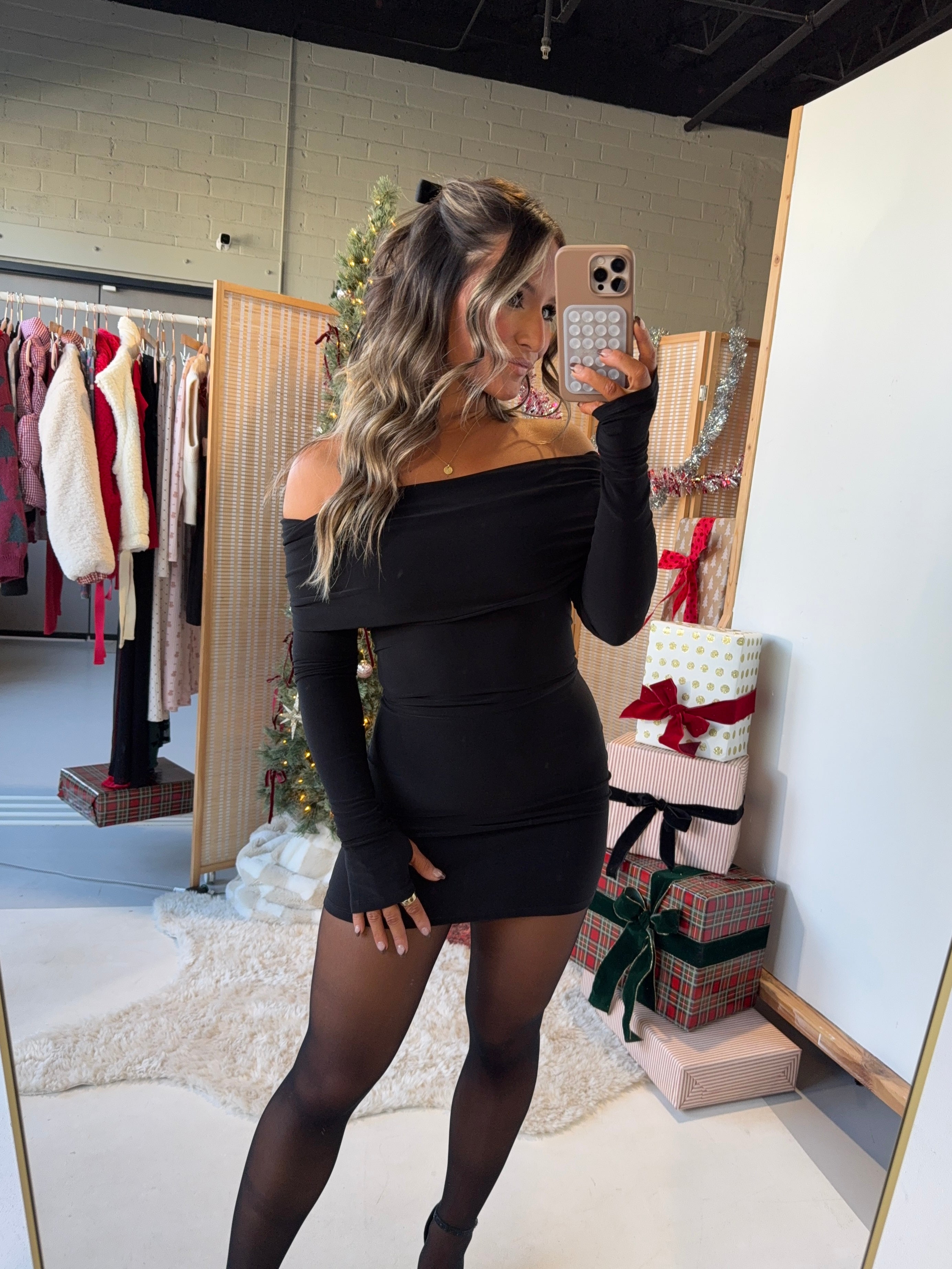 Rocking Around Slinky Mini Dress Black