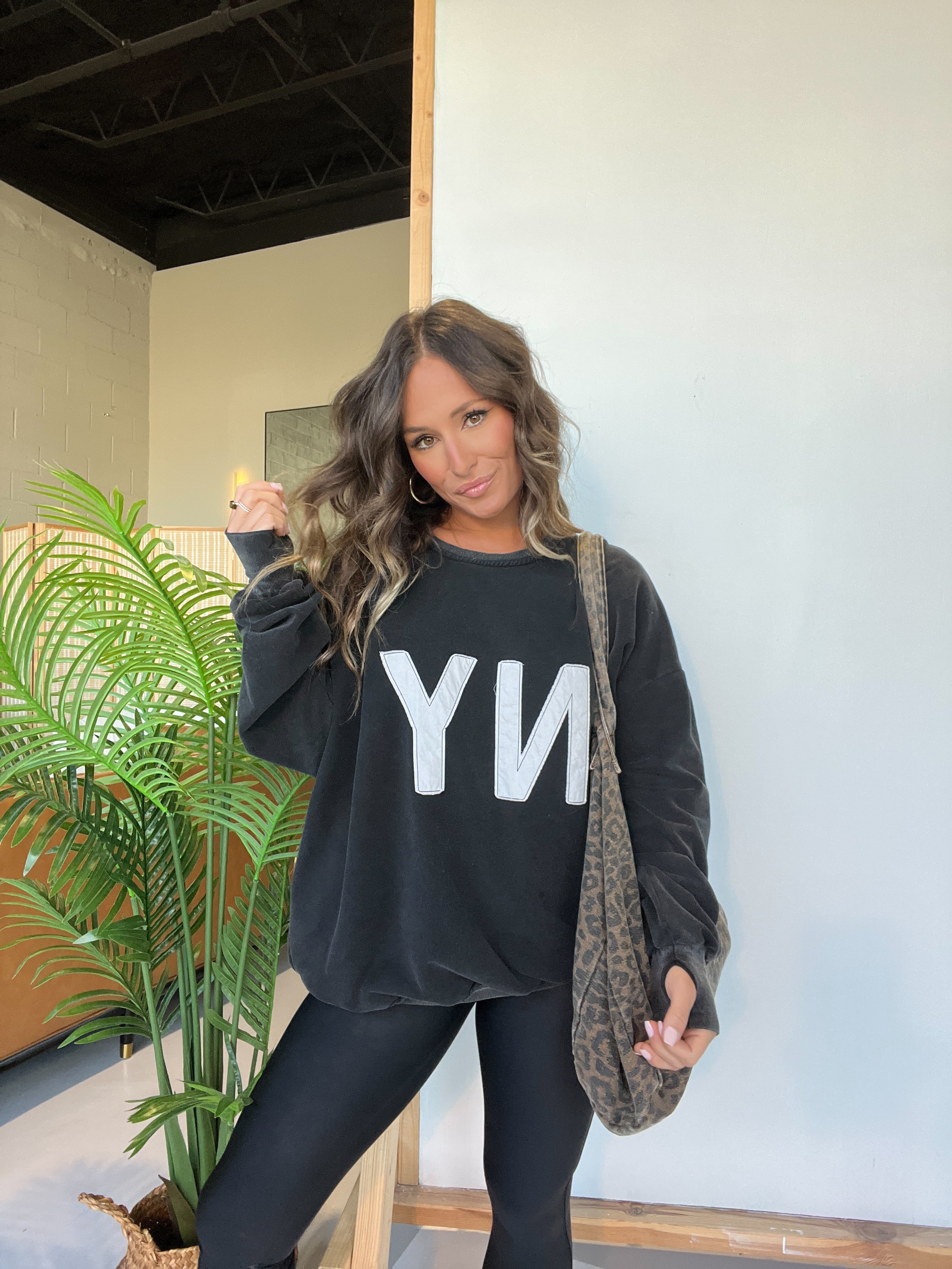 New York Washed Sweatshirt Black