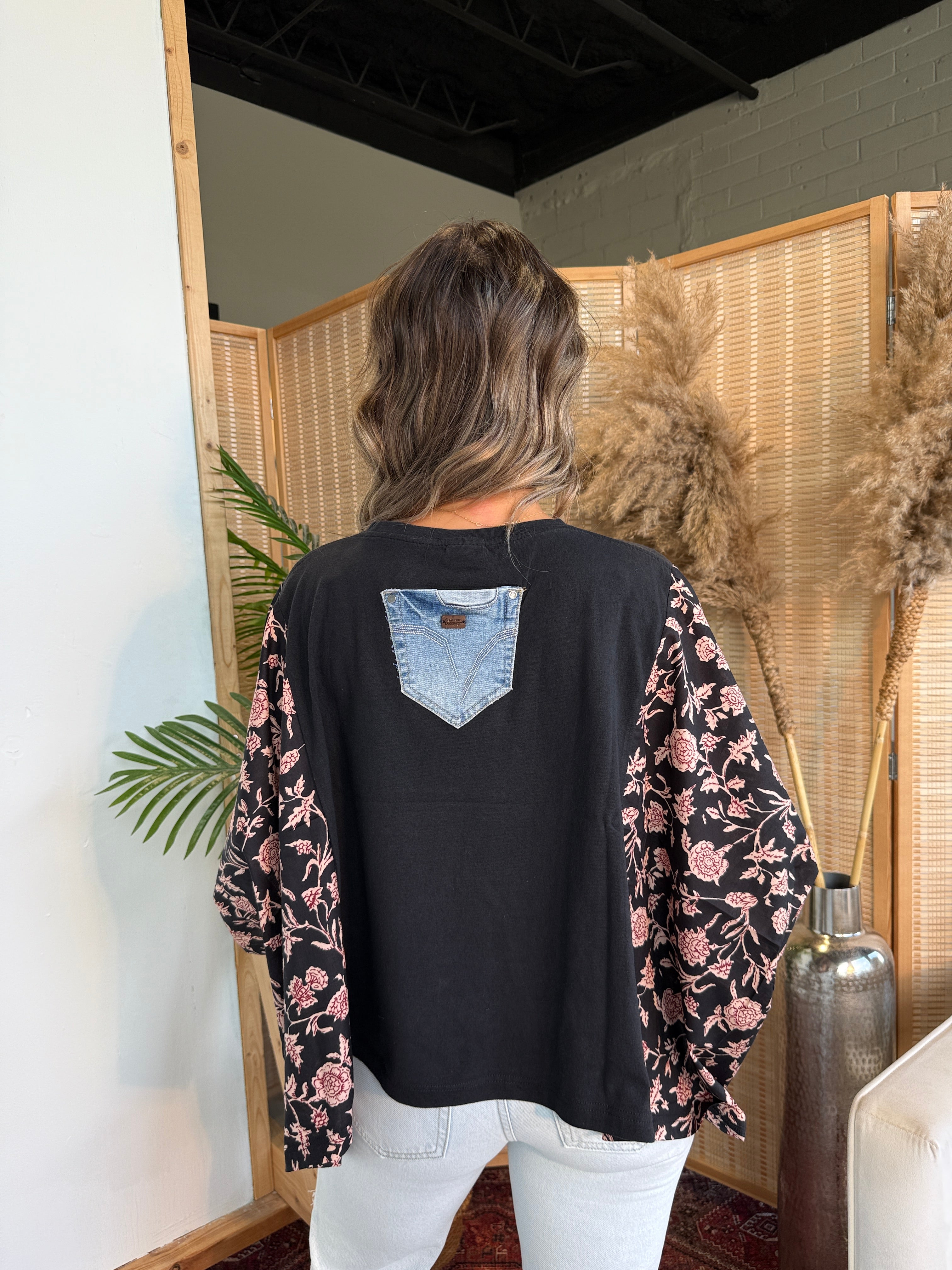Johnny Cash Mix & Match Tee Black Floral