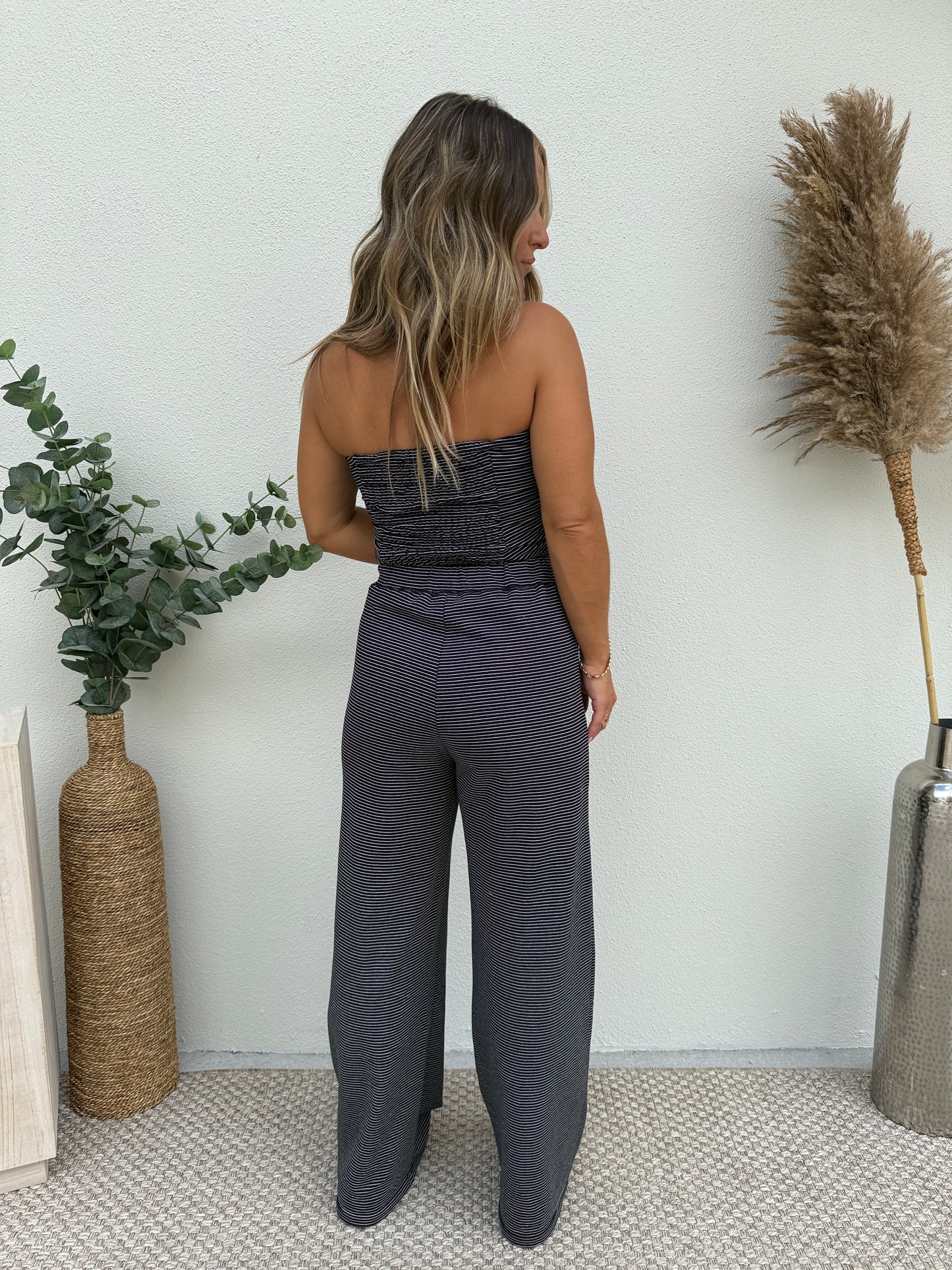 Lounge Luxe Pants Set Striped Navy/Black