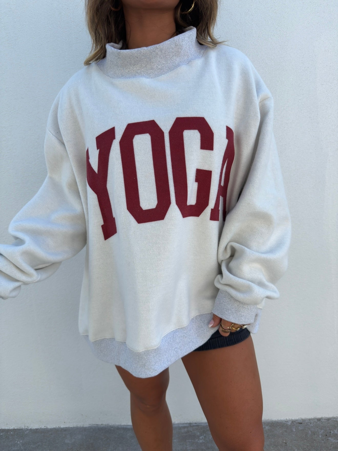 Pilates/Yoga Reversible Oversized Crewneck Heather Grey